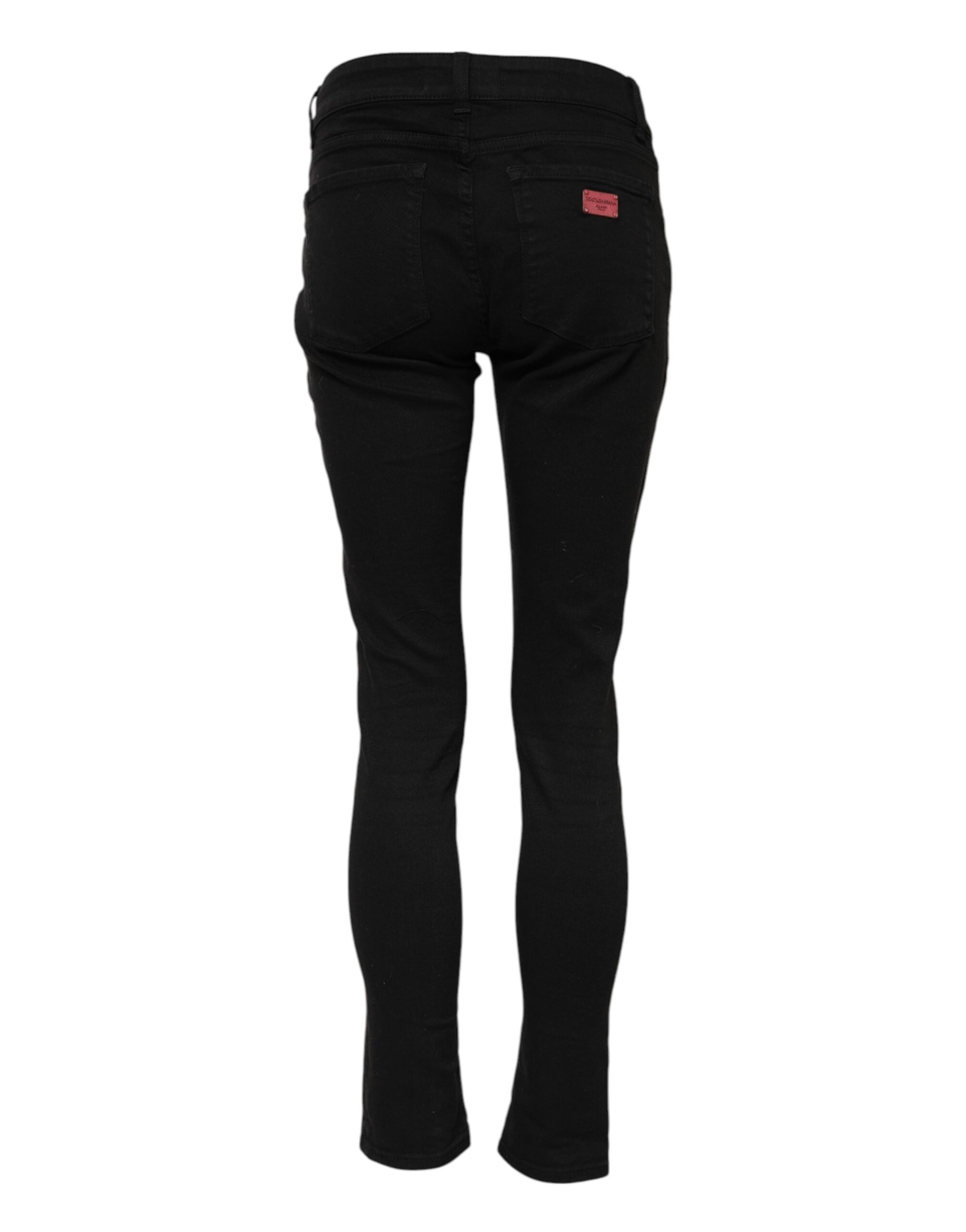 Jean skinny taille moyenne en coton noir Dolce &amp; Gabbana