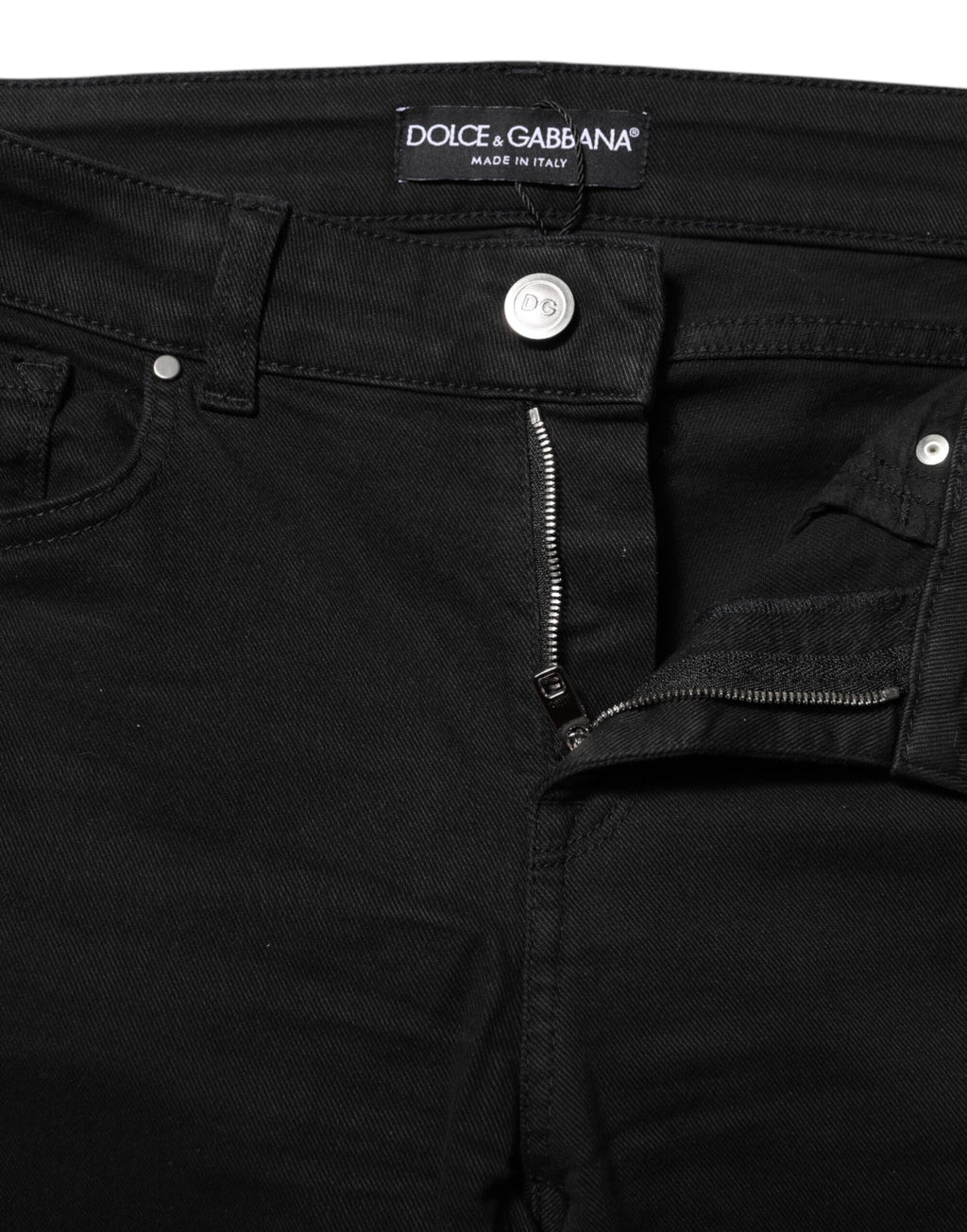 Jean skinny taille moyenne en coton noir Dolce &amp; Gabbana