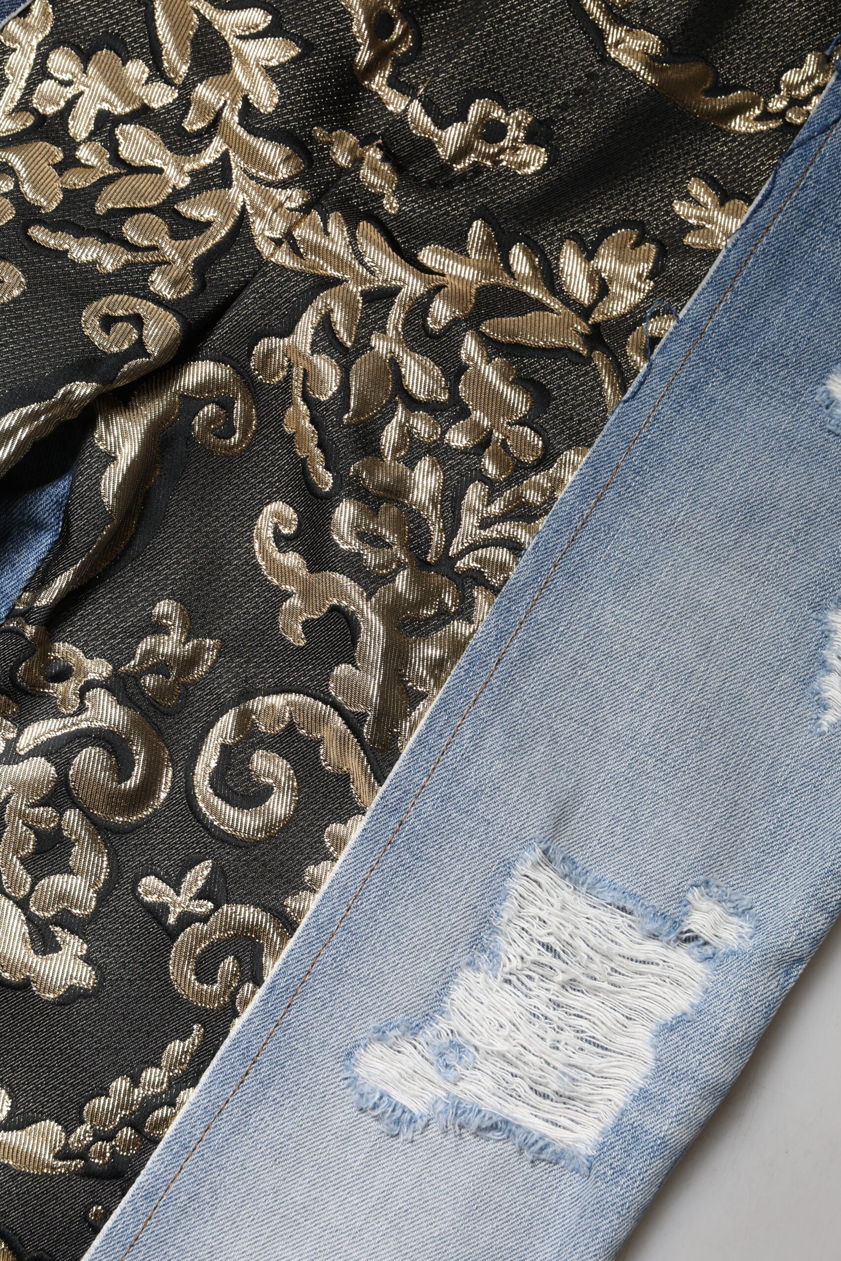 Jean fuselé en denim patchwork multicolore Dolce &amp; Gabbana 