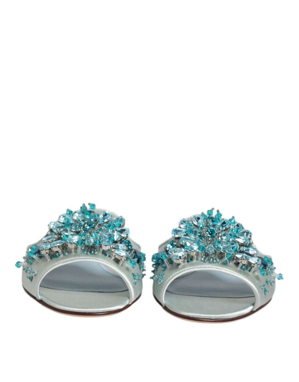 Chaussures à enfiler Dolce &amp; Gabbana en cuir bleu argenté ornées de perles