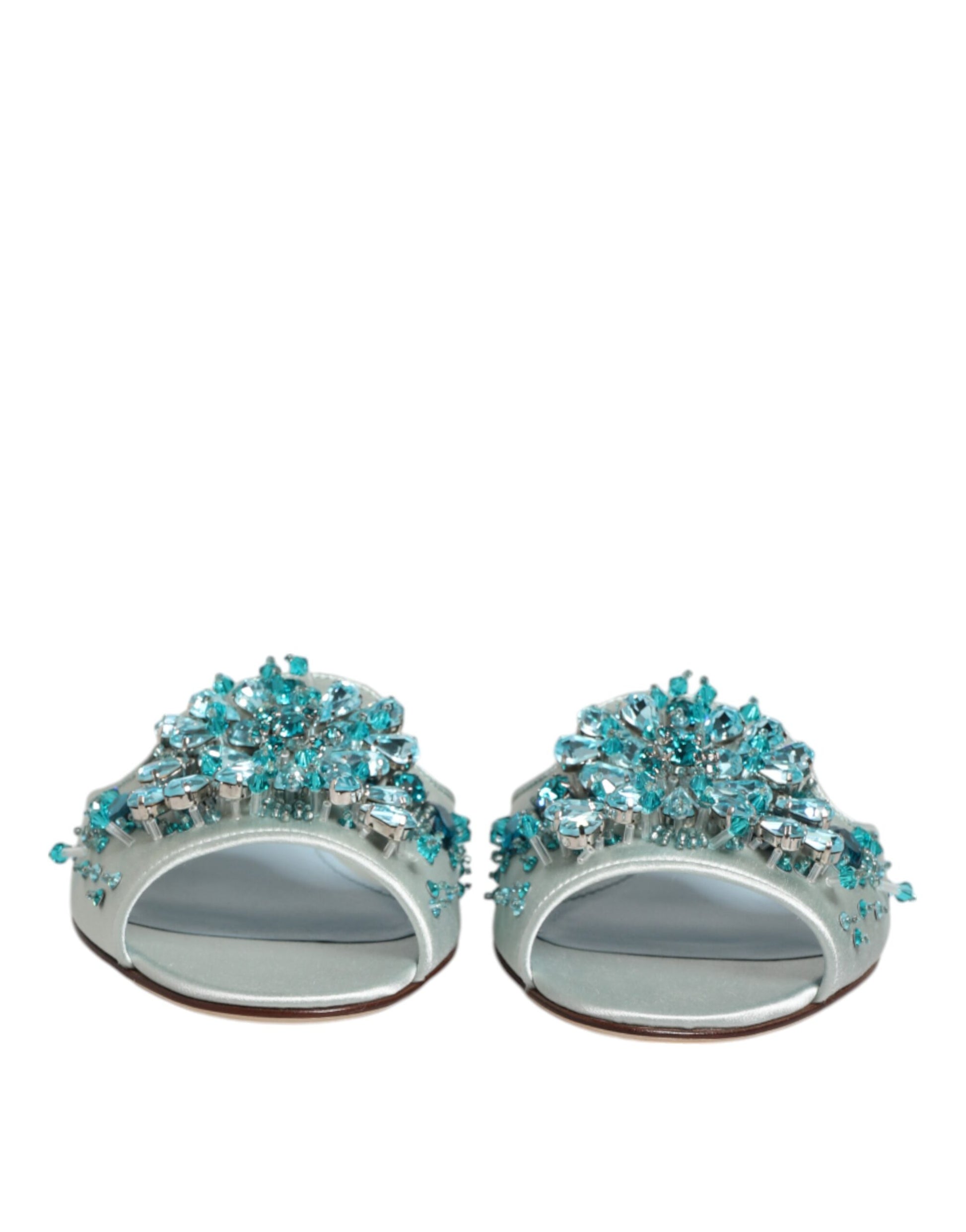 Chaussures à enfiler Dolce &amp; Gabbana en cuir bleu argenté ornées de perles
