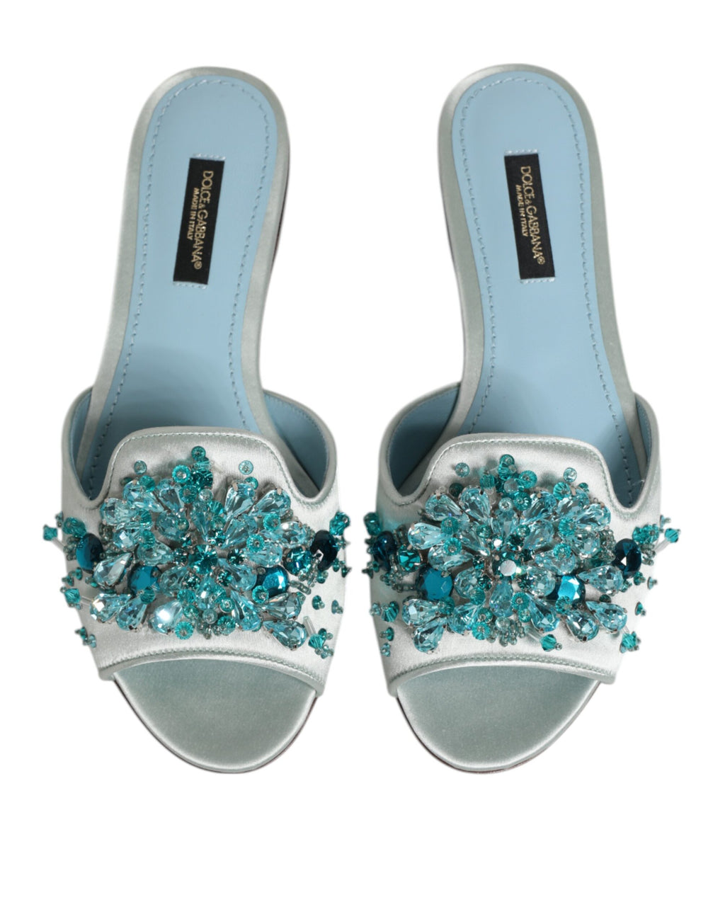 Chaussures à enfiler Dolce &amp; Gabbana en cuir bleu argenté ornées de perles