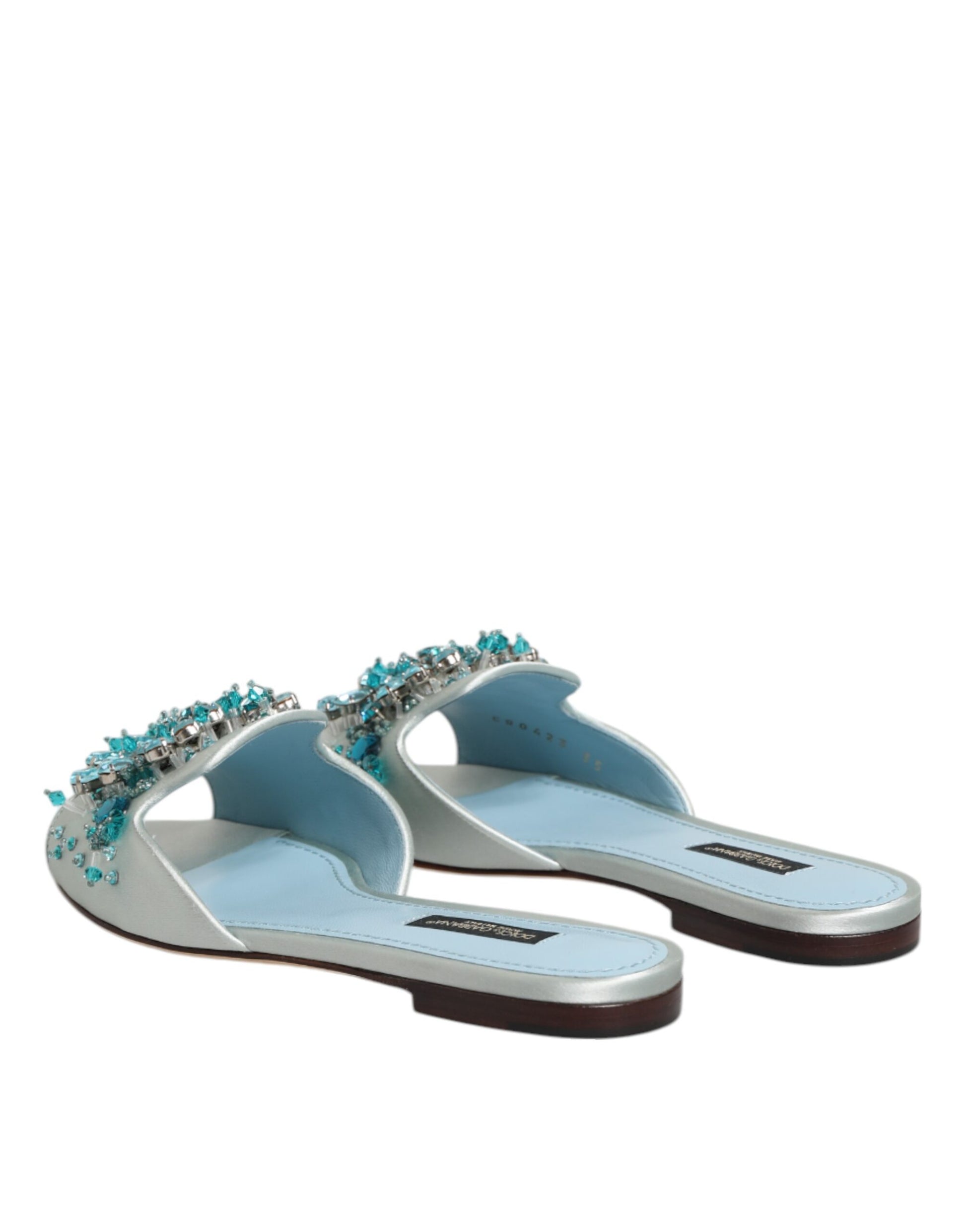 Chaussures à enfiler Dolce &amp; Gabbana en cuir bleu argenté ornées de perles