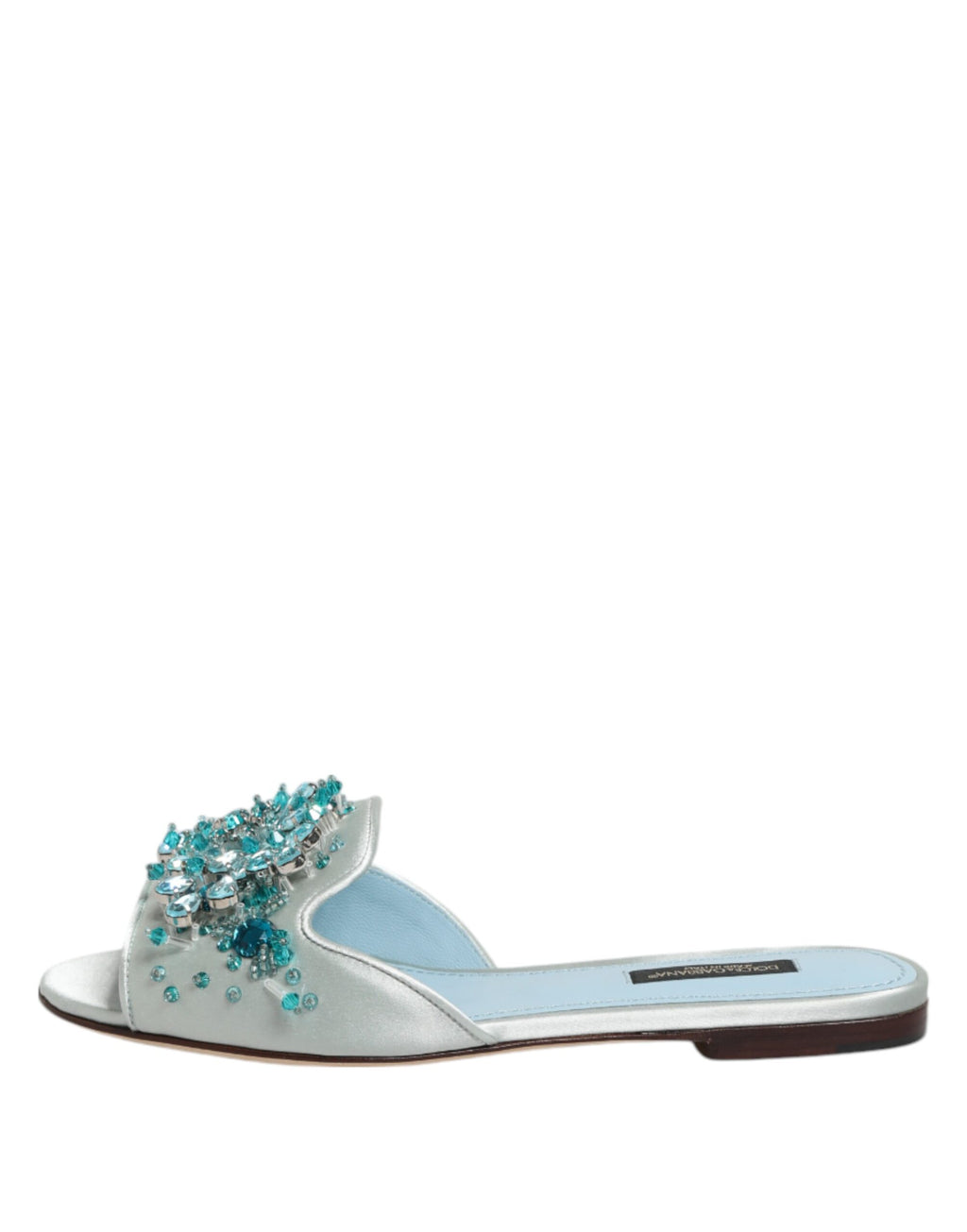 Chaussures à enfiler Dolce &amp; Gabbana en cuir bleu argenté ornées de perles