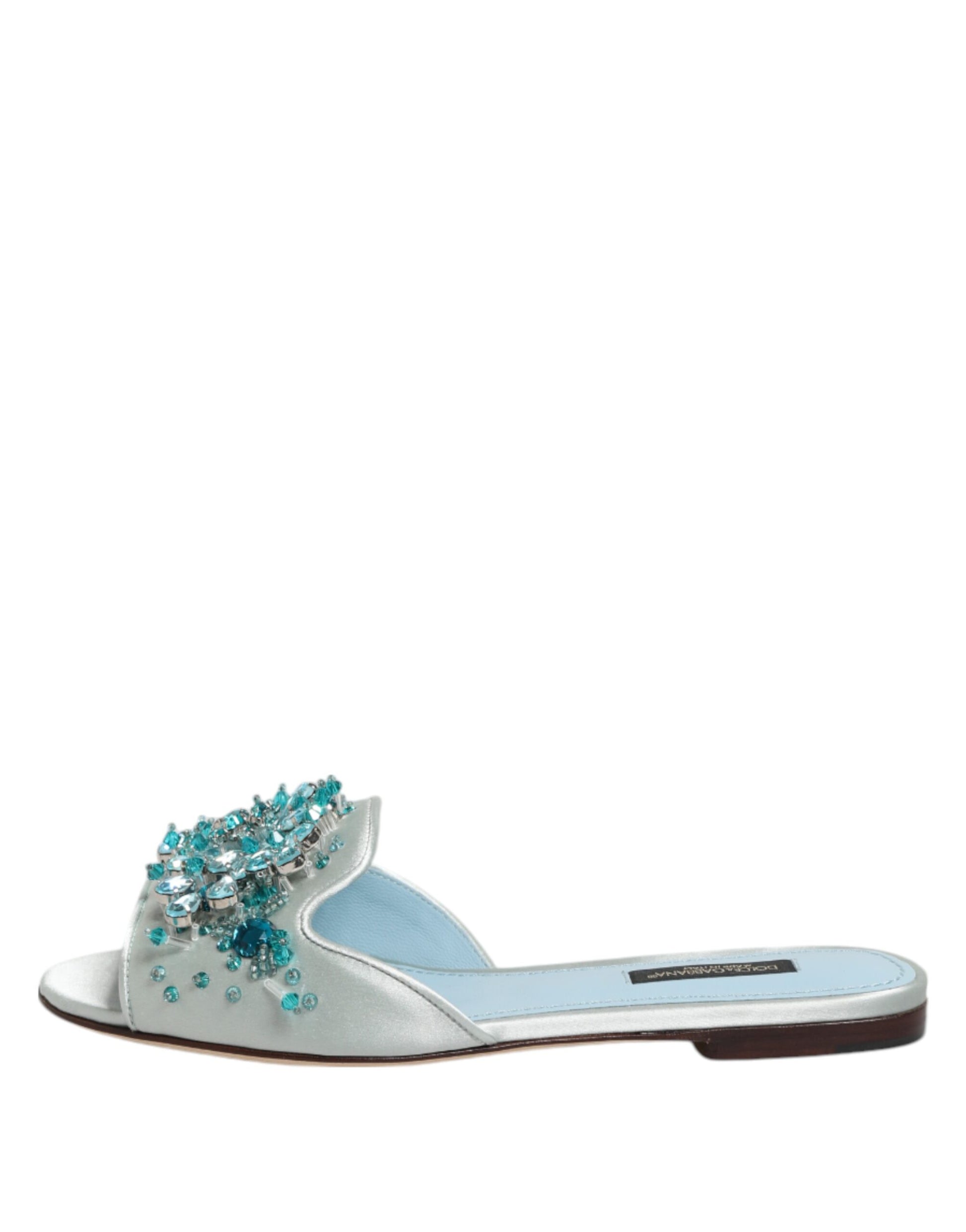 Chaussures à enfiler Dolce &amp; Gabbana en cuir bleu argenté ornées de perles