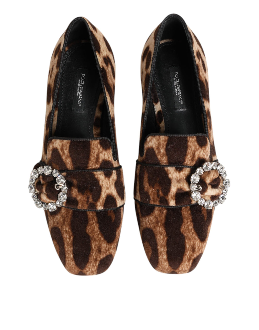 Mocassins plats Dolce &amp; Gabbana à imprimé léopard marron et cristaux