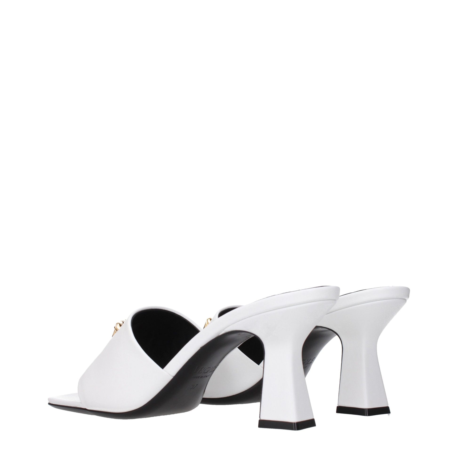 Sandales à talons aiguilles en cuir blanc Versace