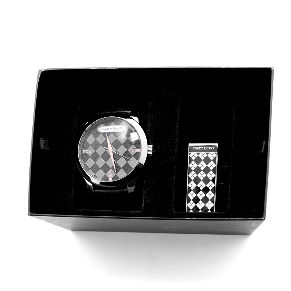 Montre Marc Ecko en cuir noir