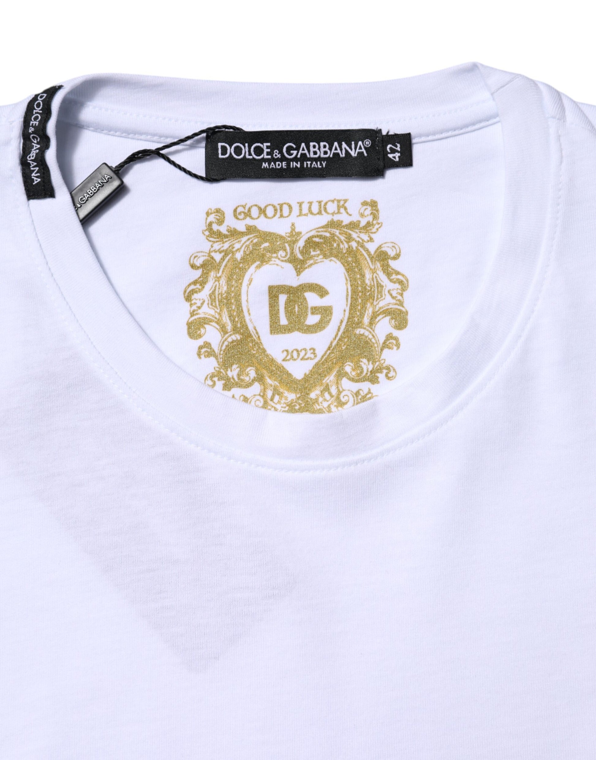 T-shirt ras du cou Dolce &amp; Gabbana en coton blanc Goodluck 2023