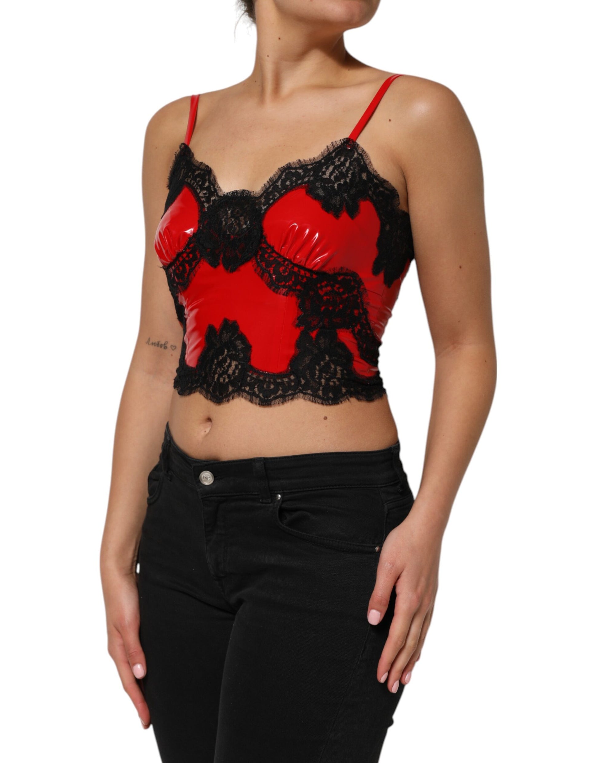 Débardeur sans manches en polyester rouge et noir Dolce &amp; Gabbana