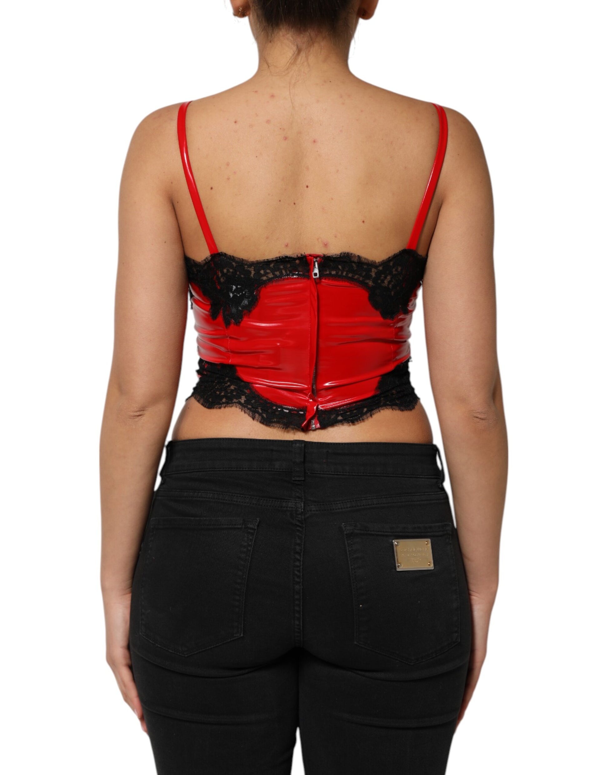 Débardeur sans manches en polyester rouge et noir Dolce &amp; Gabbana