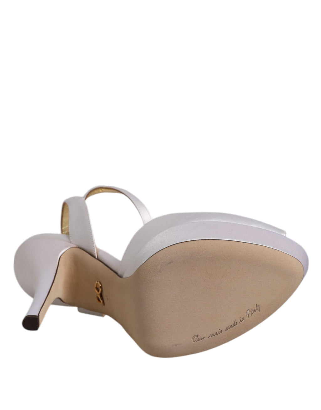 Sandales à talons compensés en satin blanc Dolce &amp; Gabbana