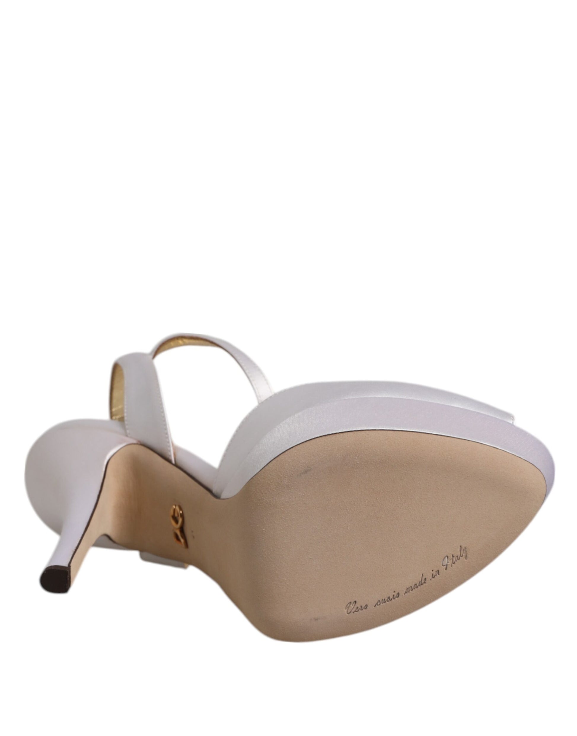 Sandales à talons compensés en satin blanc Dolce &amp; Gabbana
