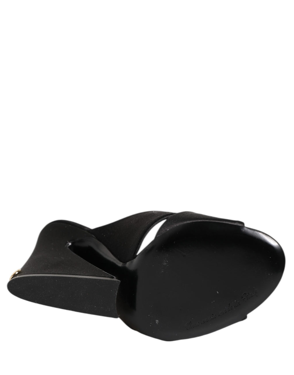 Sandales à enfiler en satin noir Dolce &amp; Gabbana avec logo KEIRA