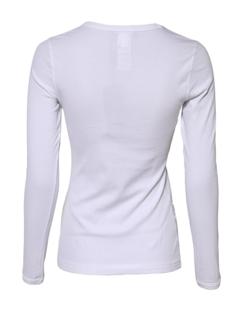 T-shirt col rond manches longues en maille de coton blanc Dolce &amp; Gabbana