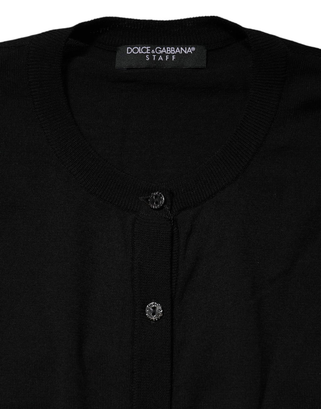 Pull cardigan col rond en laine noire Dolce &amp; Gabbana