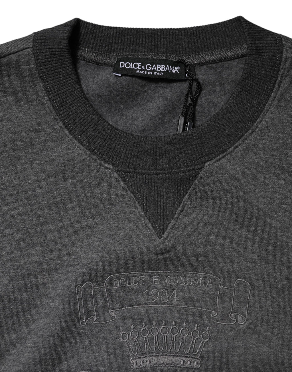 Pull Dolce &amp; Gabbana gris avec logo DG brodé