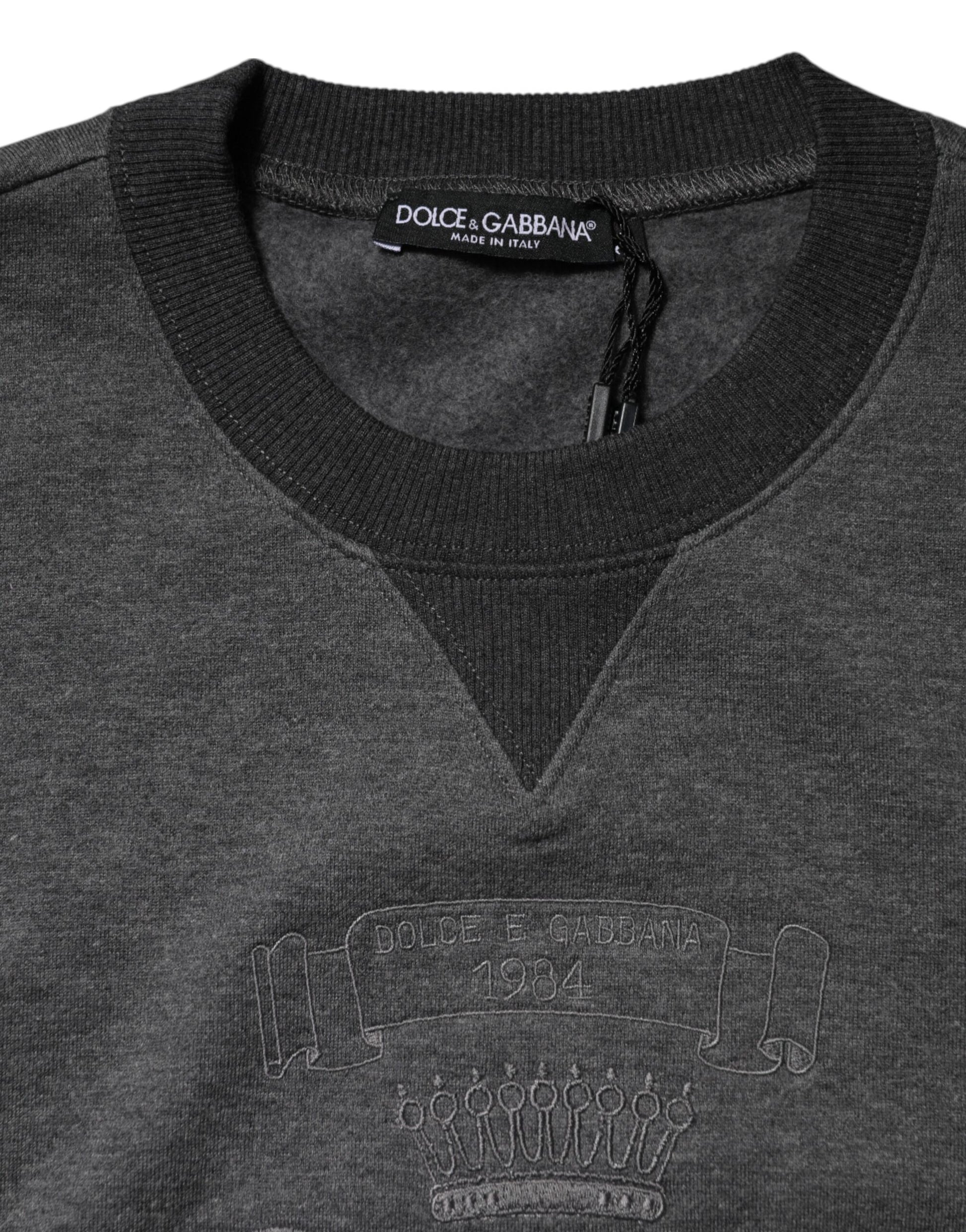 Pull Dolce &amp; Gabbana gris avec logo DG brodé