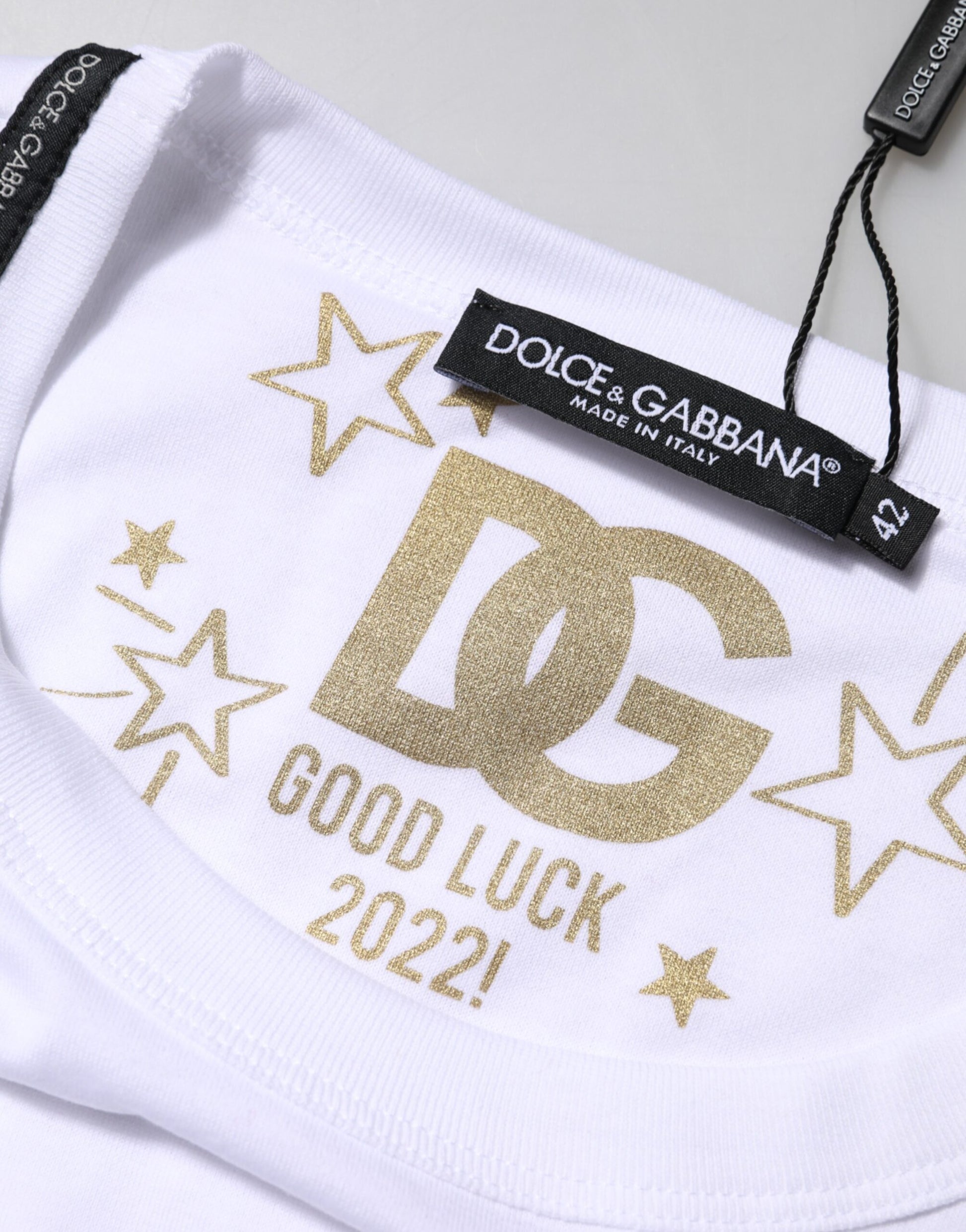 T-shirt ras du cou Dolce &amp; Gabbana en coton blanc Goodluck 2022