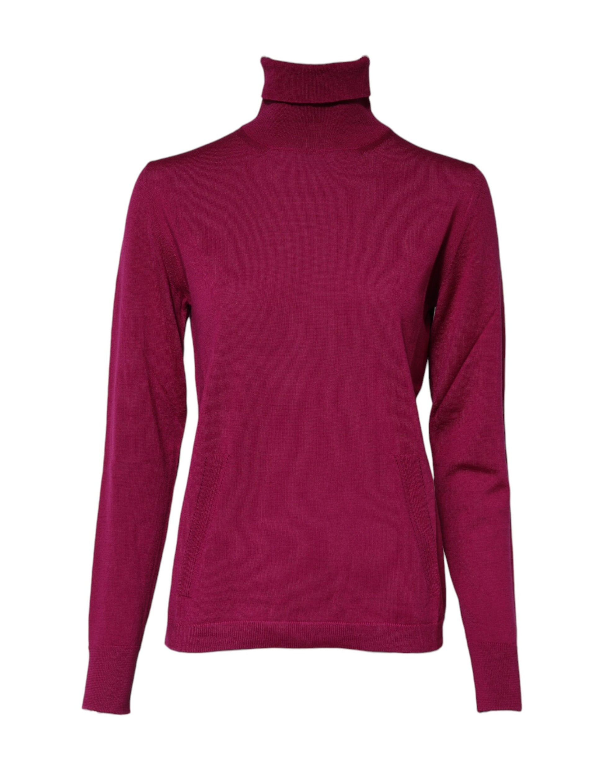 Pull col roulé à manches longues en laine fuchsia Dolce &amp; Gabbana