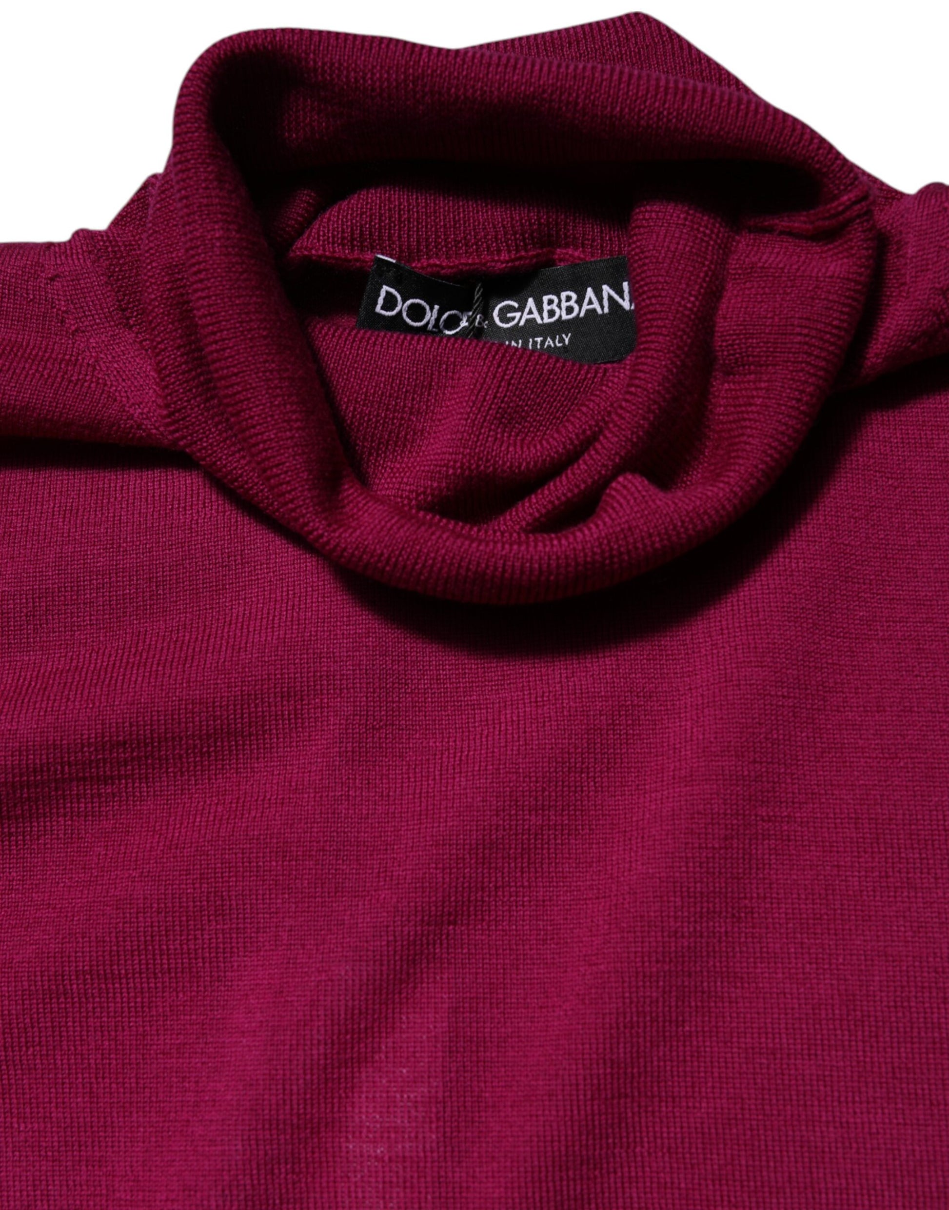 Pull col roulé à manches longues en laine fuchsia Dolce &amp; Gabbana