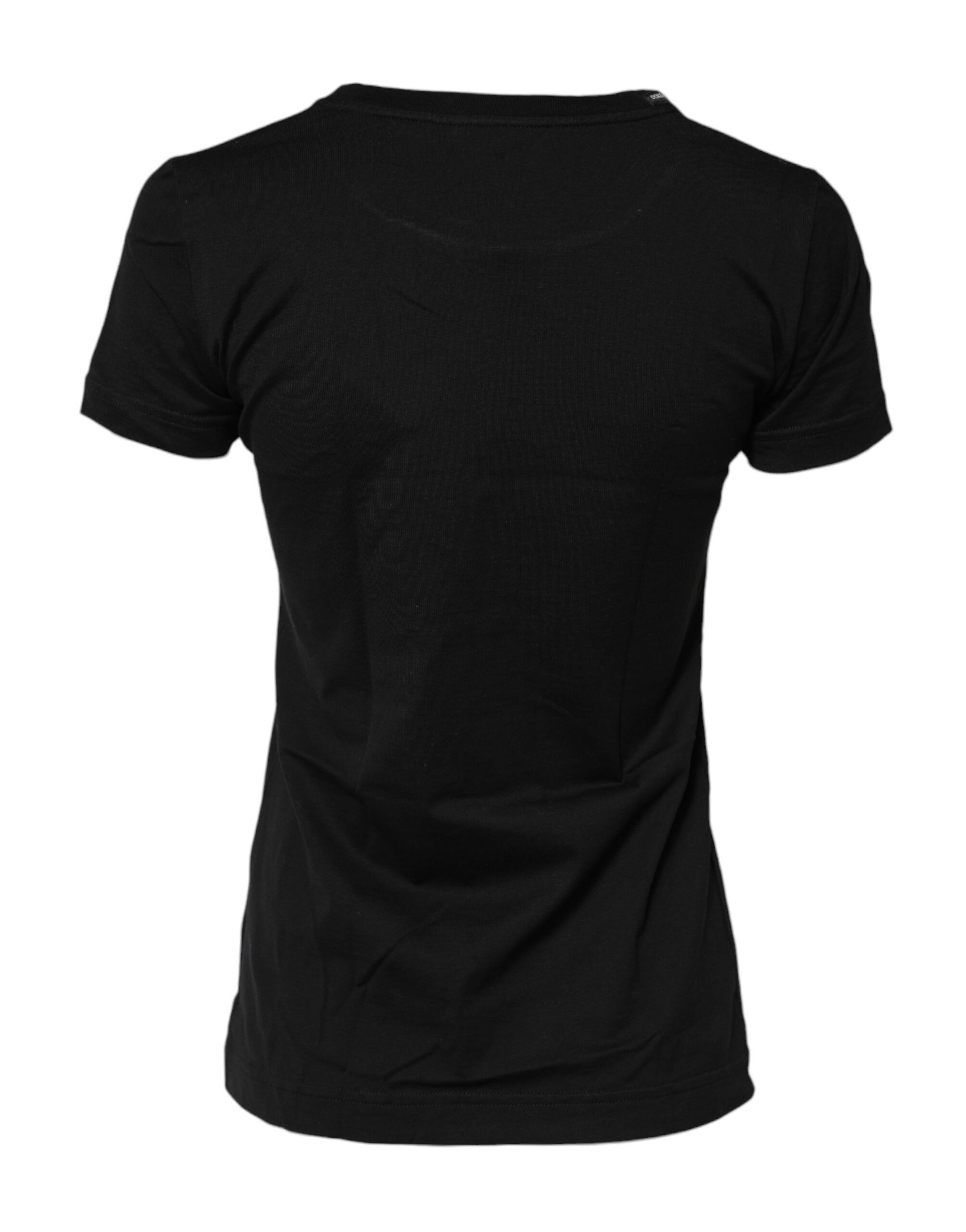 T-shirt noir à manches courtes et col ras du cou Dolce &amp; Gabbana