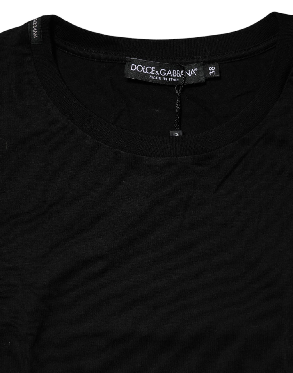 T-shirt noir à manches courtes et col ras du cou Dolce &amp; Gabbana