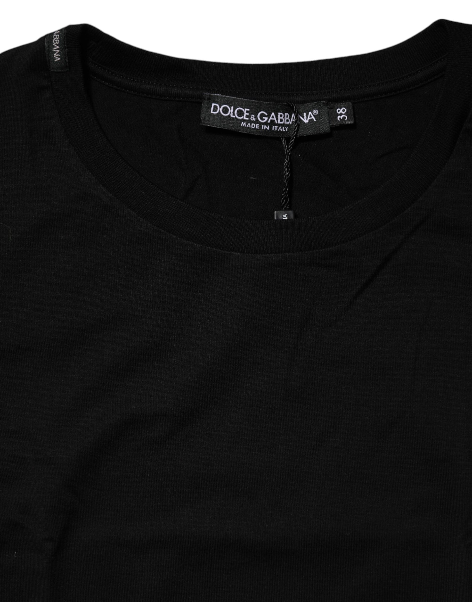 T-shirt noir à manches courtes et col ras du cou Dolce &amp; Gabbana