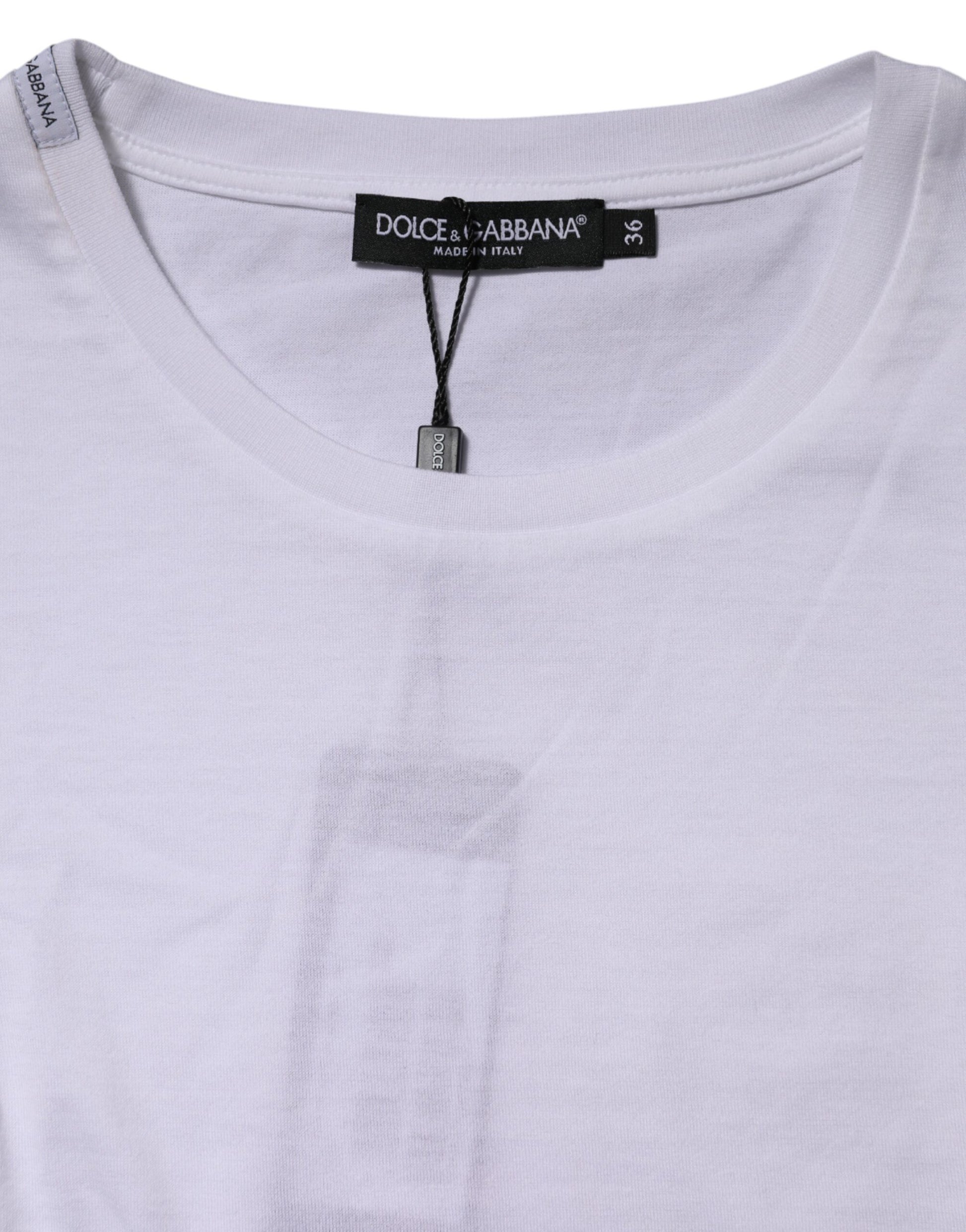 T-shirt ras du cou à manches courtes en coton blanc Dolce &amp; Gabbana