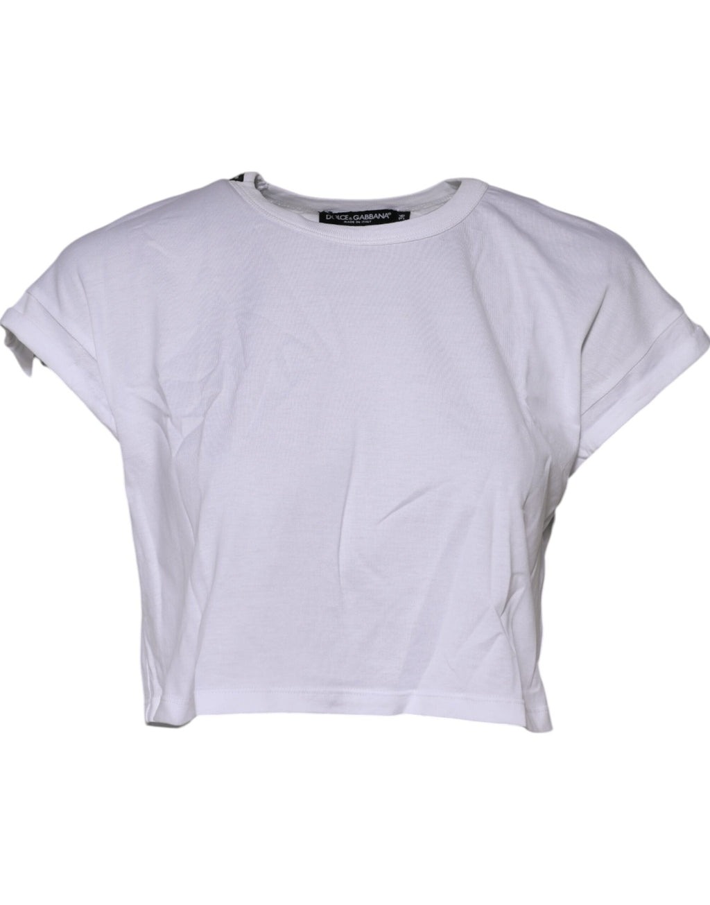 T-shirt court à col rond en coton blanc Dolce &amp; Gabbana