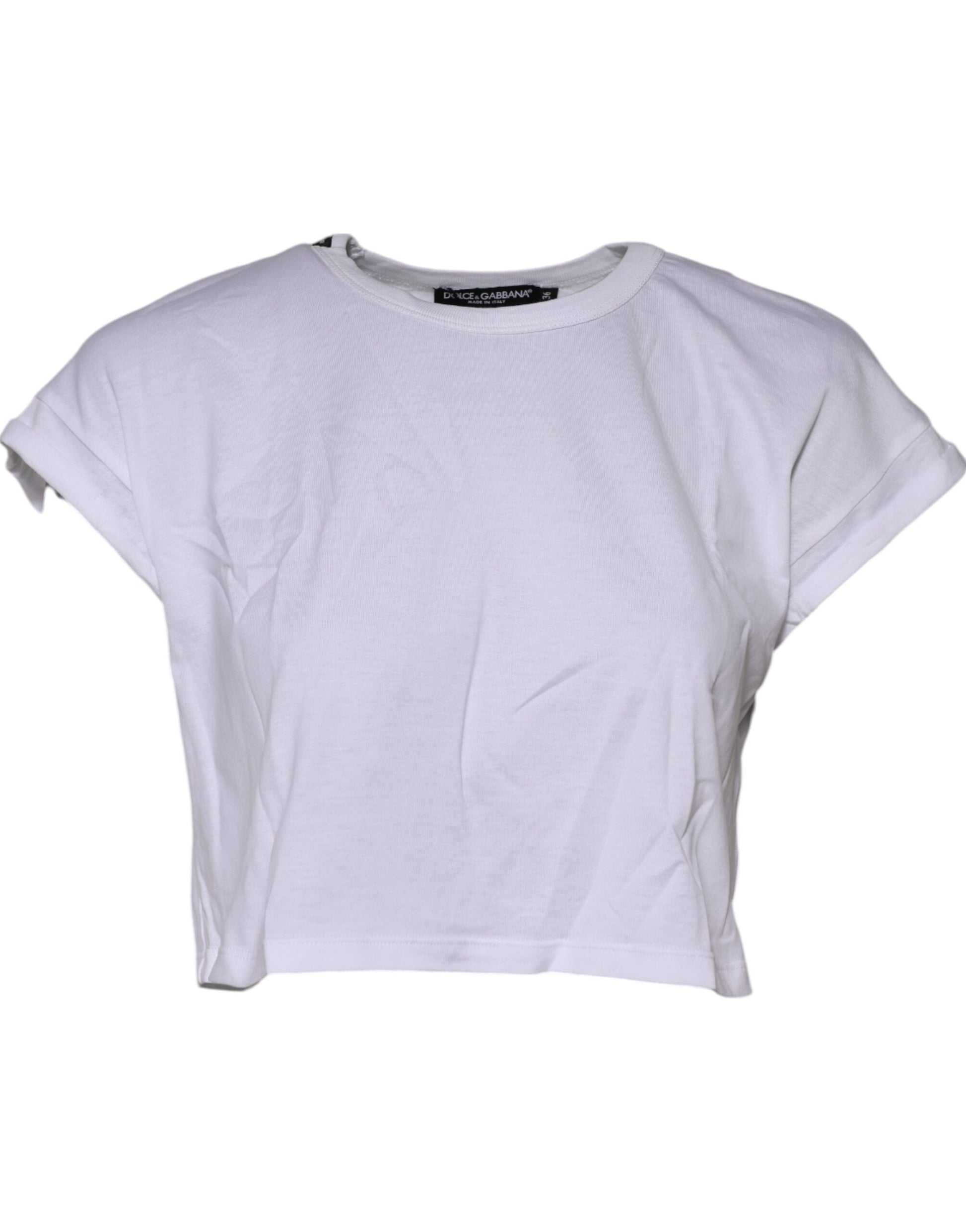 T-shirt court à col rond en coton blanc Dolce &amp; Gabbana