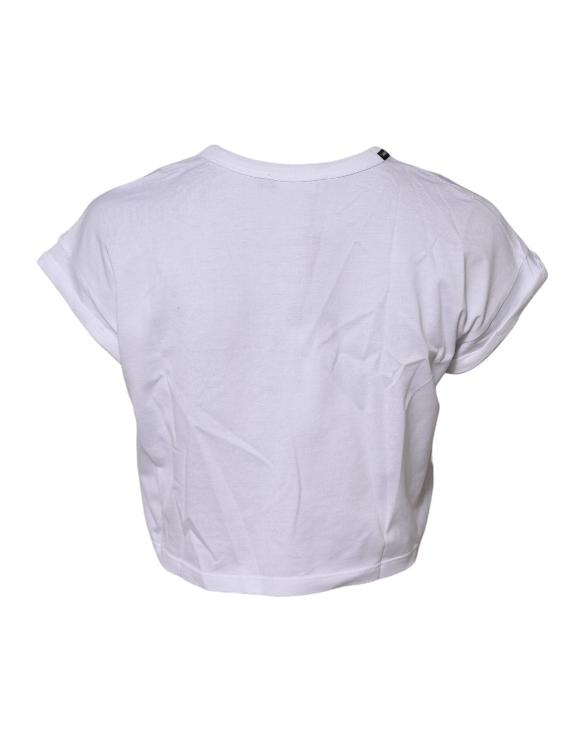T-shirt court à col rond en coton blanc Dolce &amp; Gabbana