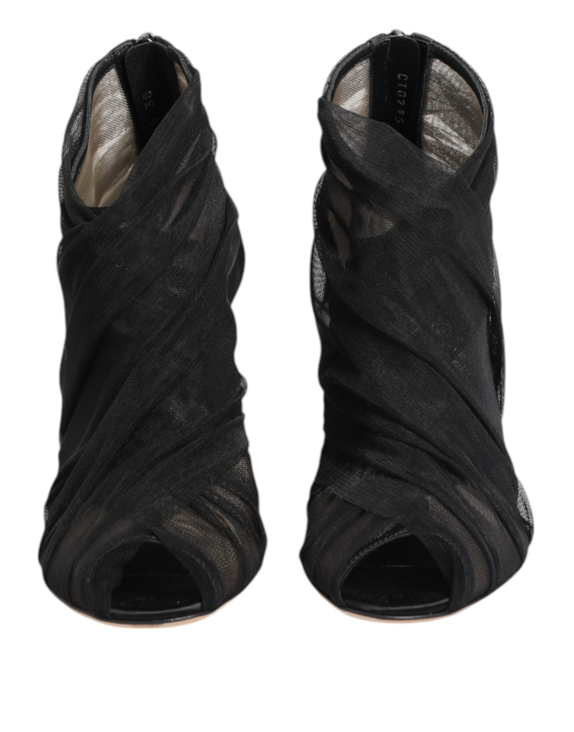 Bottines à talons aiguilles en maille noire Dolce &amp; Gabbana