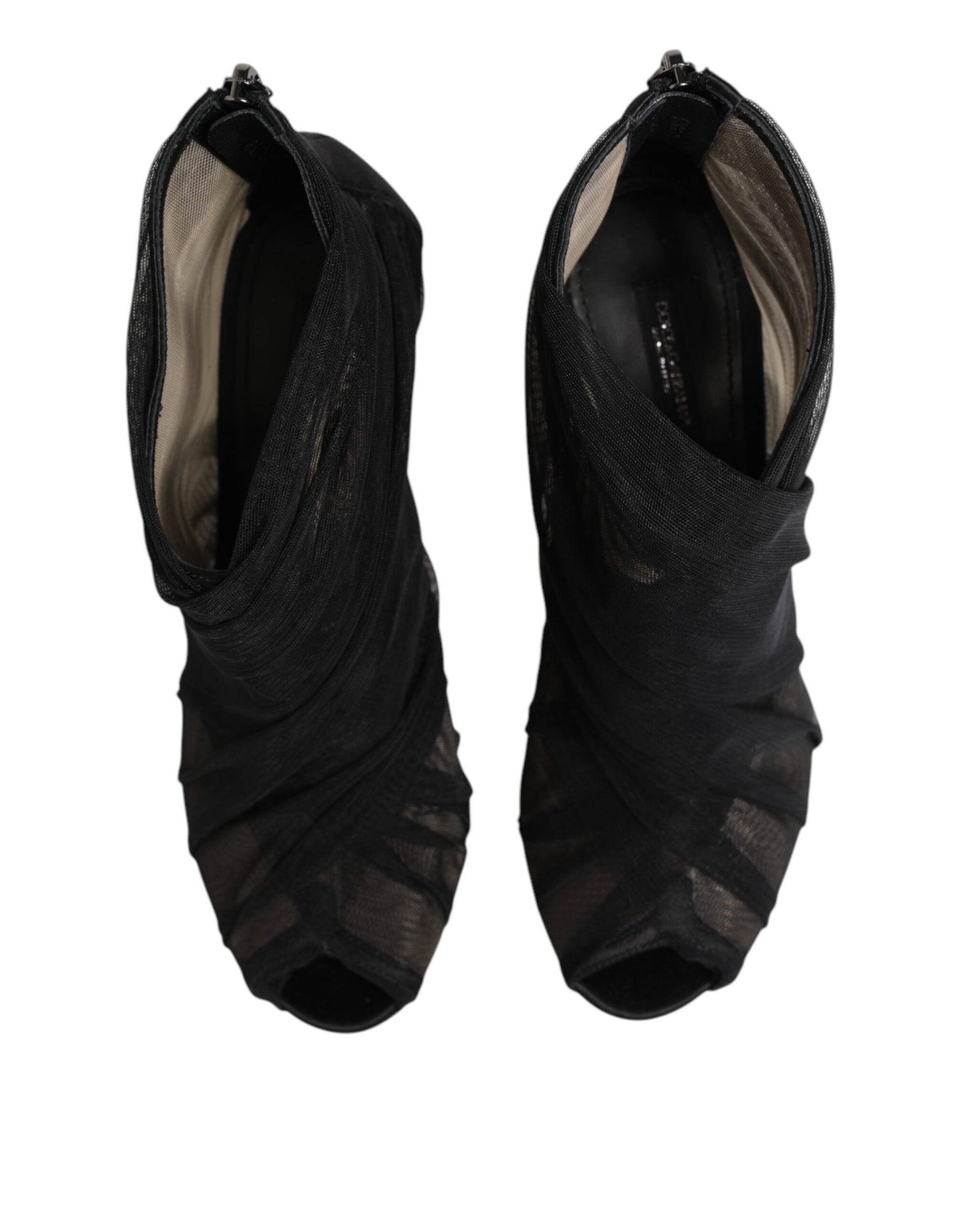 Bottines à talons aiguilles en maille noire Dolce &amp; Gabbana