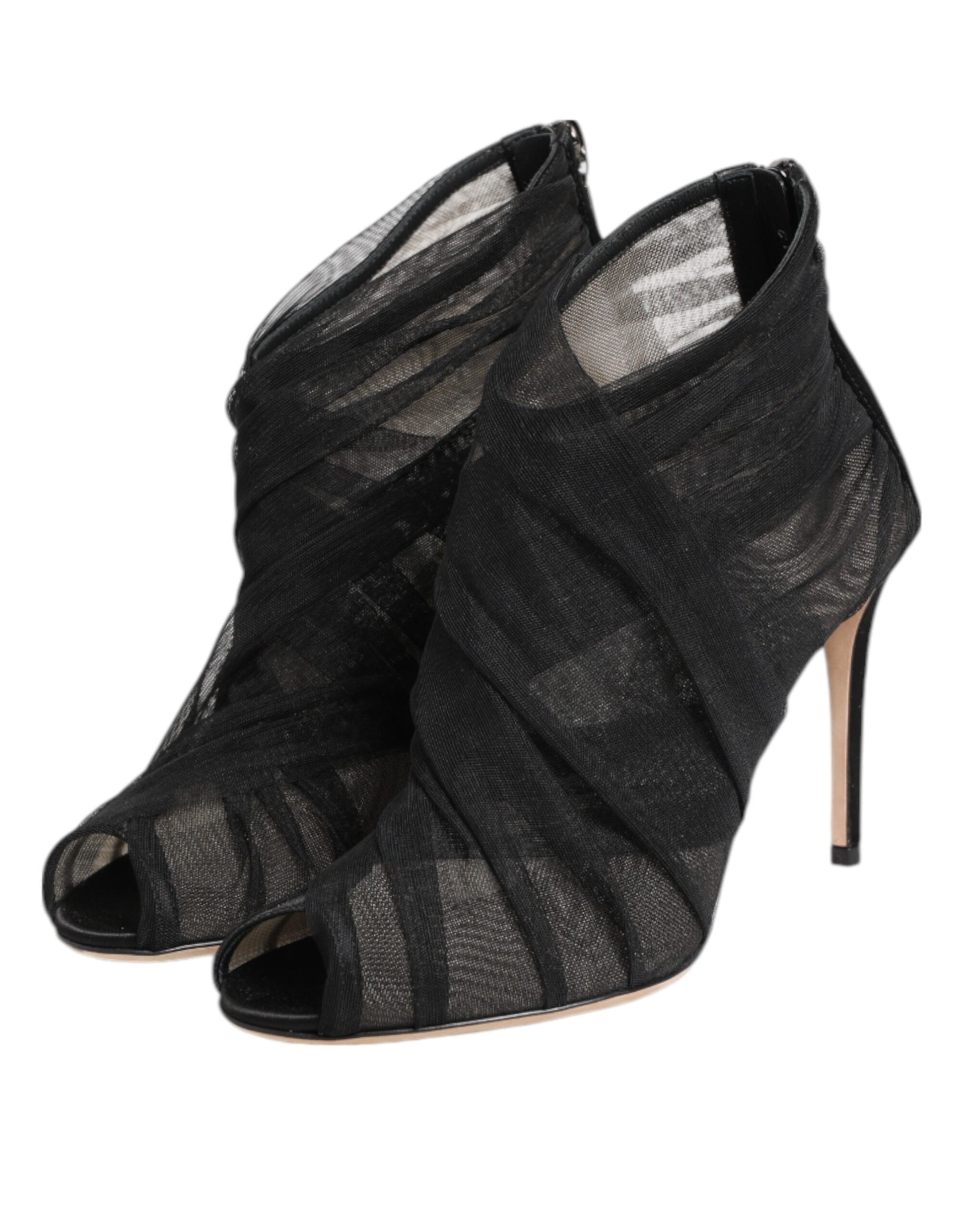 Bottines à talons aiguilles en maille noire Dolce &amp; Gabbana