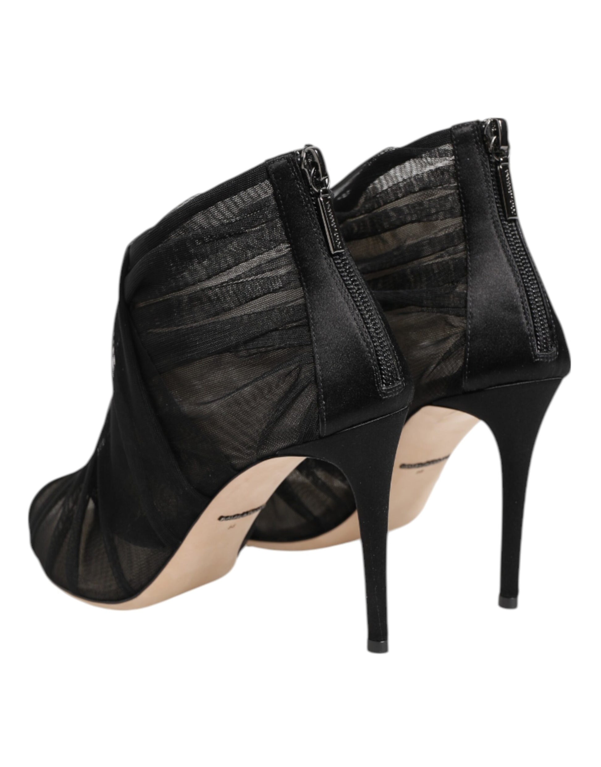 Bottines à talons aiguilles en maille noire Dolce &amp; Gabbana