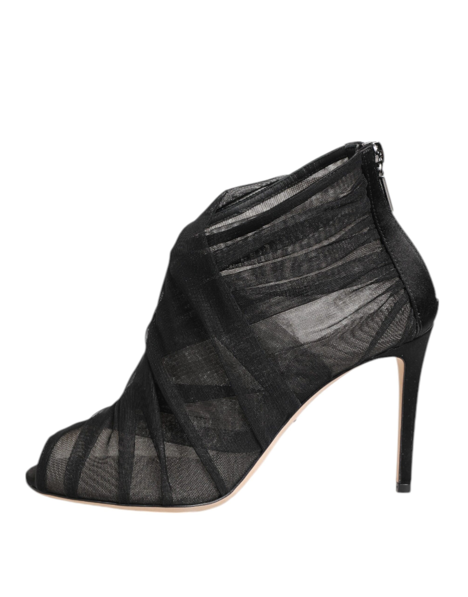 Bottines à talons aiguilles en maille noire Dolce &amp; Gabbana