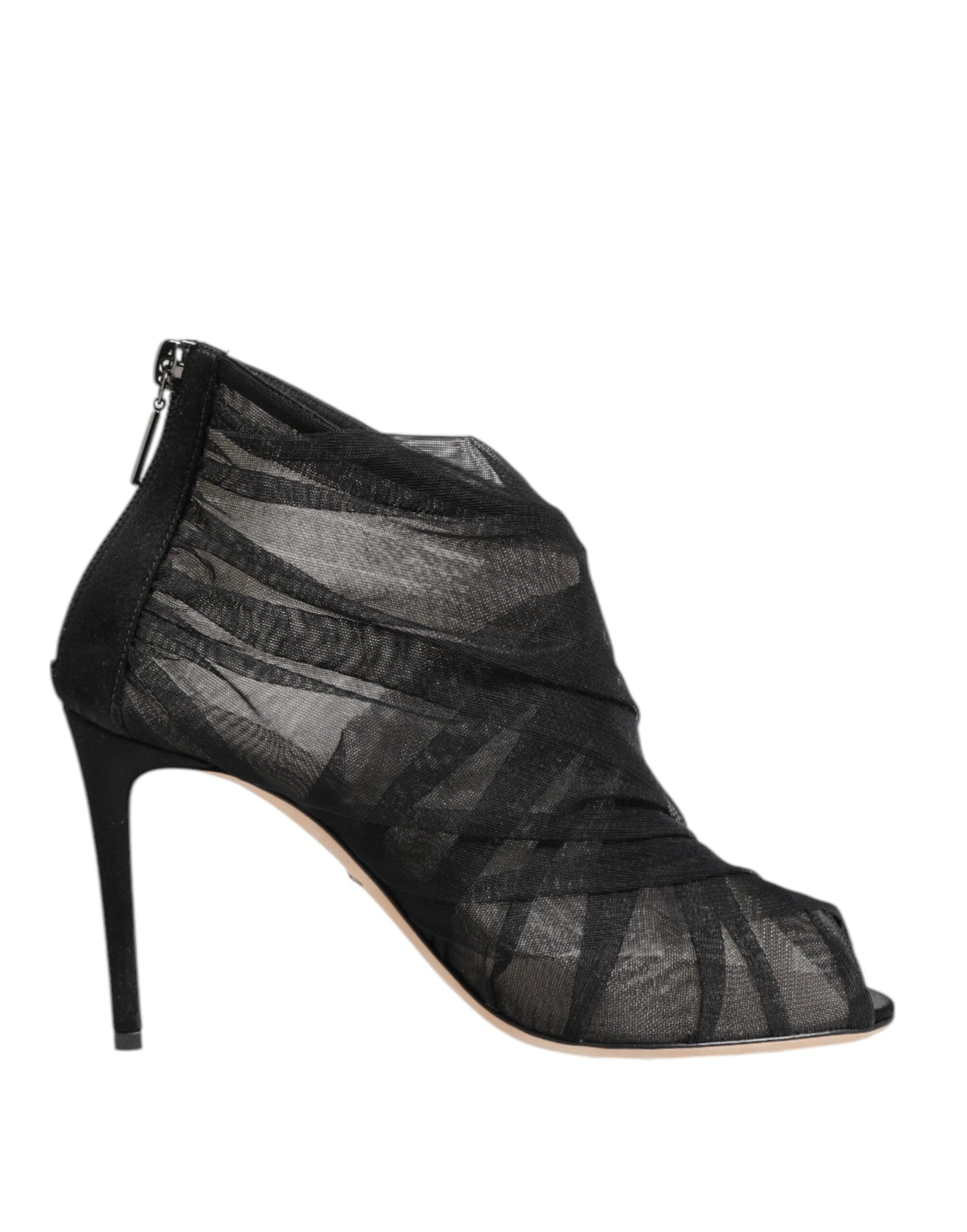 Bottines à talons aiguilles en maille noire Dolce &amp; Gabbana