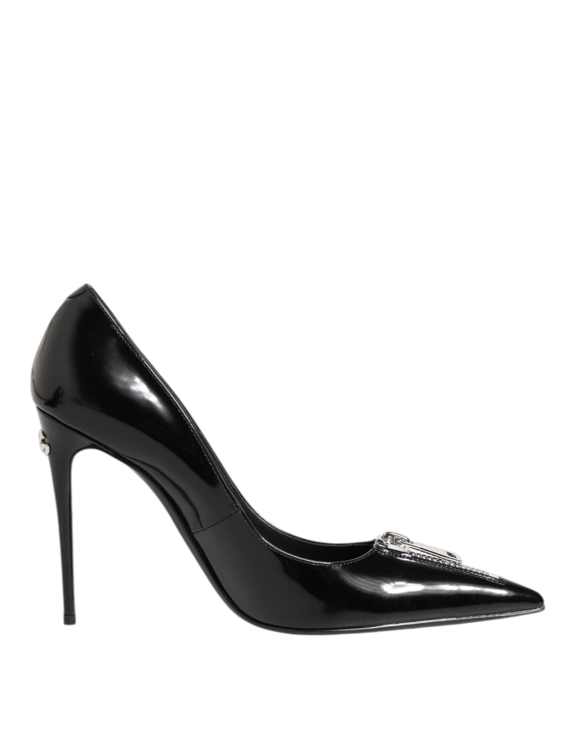 Escarpins à talons zippés en cuir verni noir Dolce &amp; Gabbana