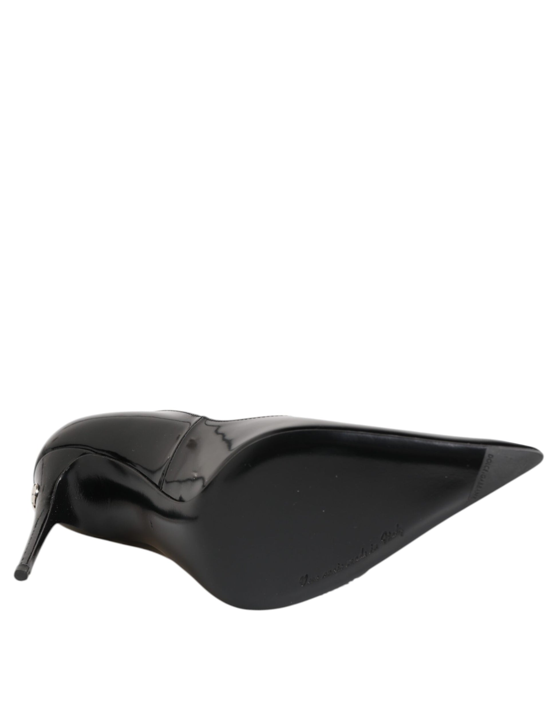 Escarpins à talons zippés en cuir verni noir Dolce &amp; Gabbana