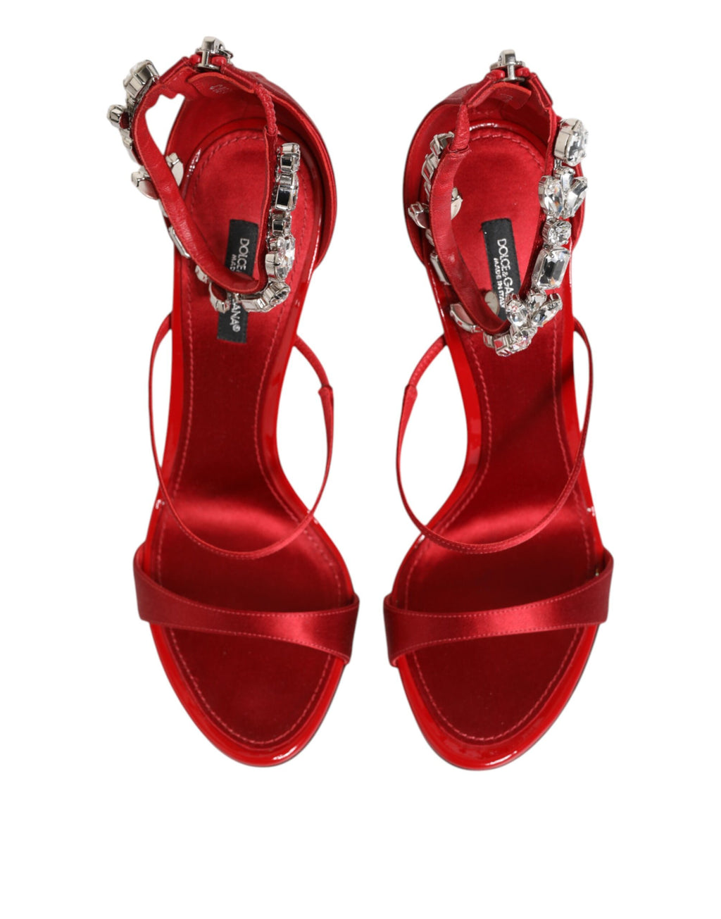 Sandales à talons Dolce &amp; Gabbana Keira en satin rouge et cristaux