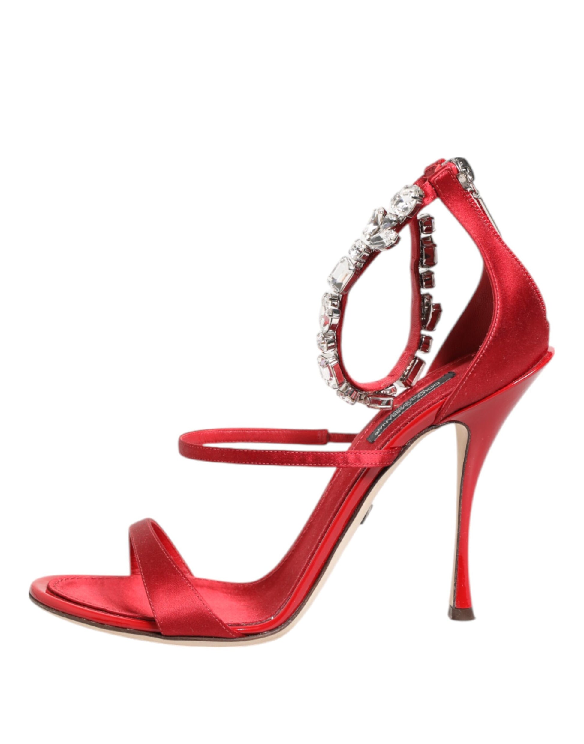 Sandales à talons Dolce &amp; Gabbana Keira en satin rouge et cristaux