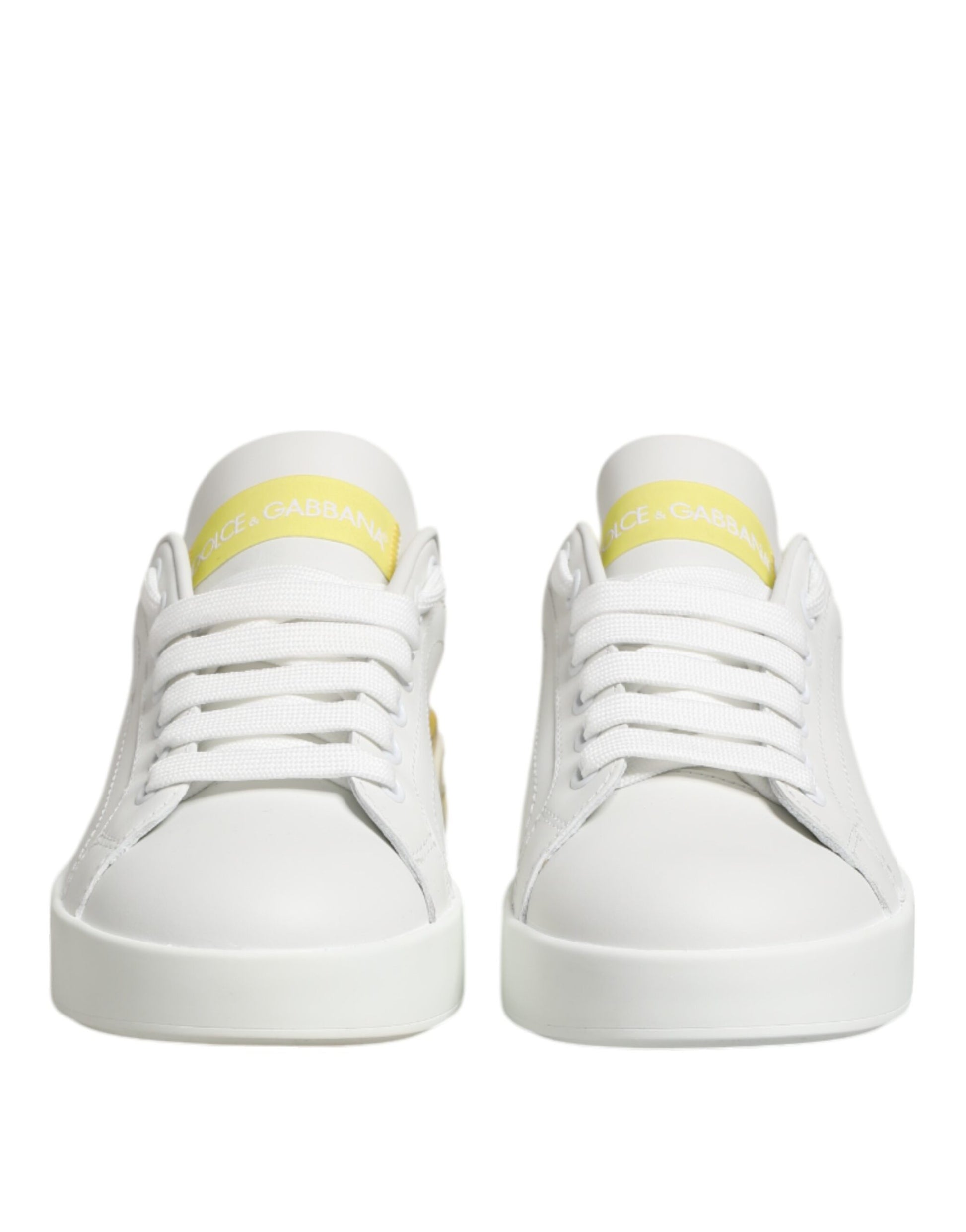 Baskets basses Dolce &amp; Gabbana en cuir blanc et jaune