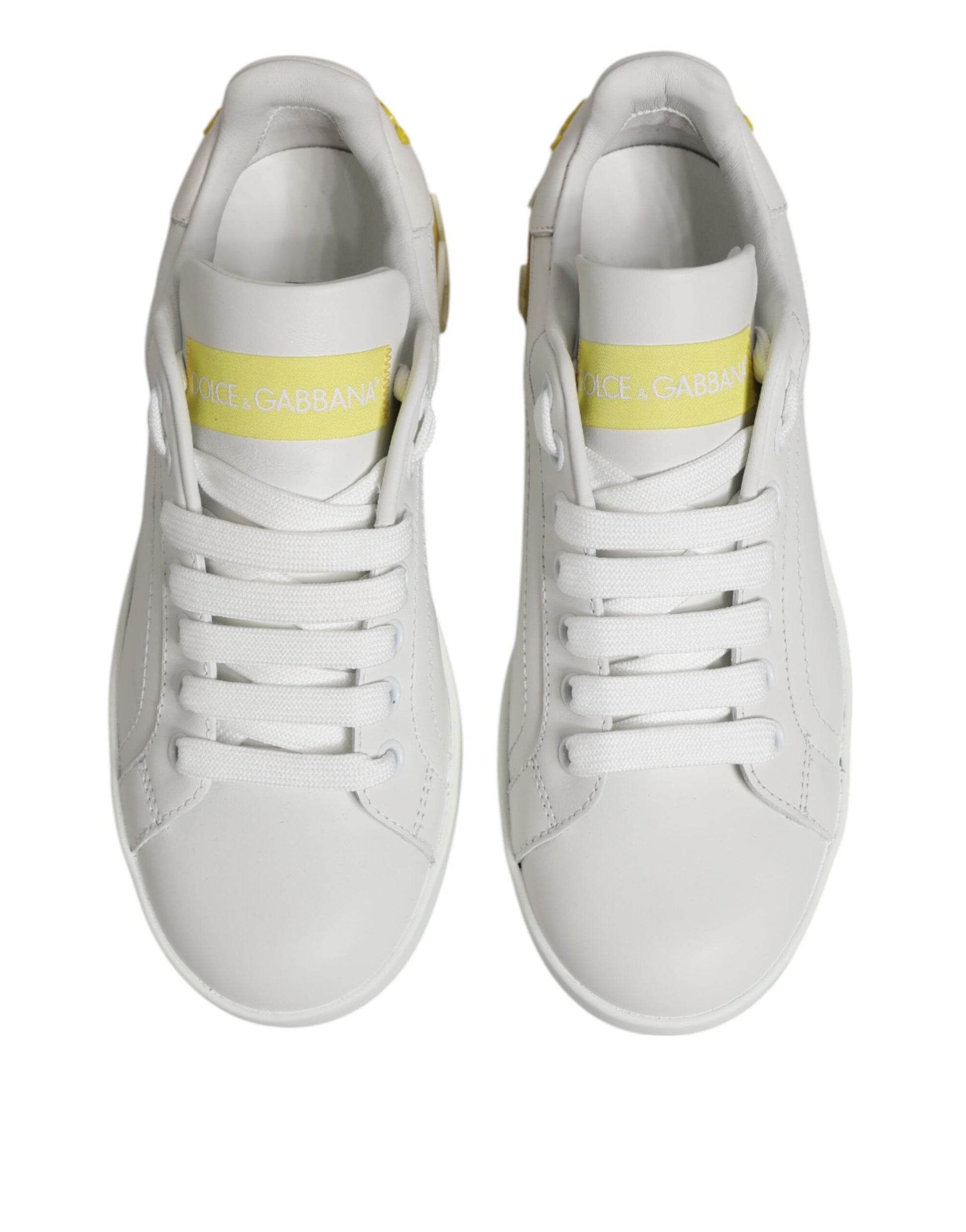 Baskets basses Dolce &amp; Gabbana en cuir blanc et jaune