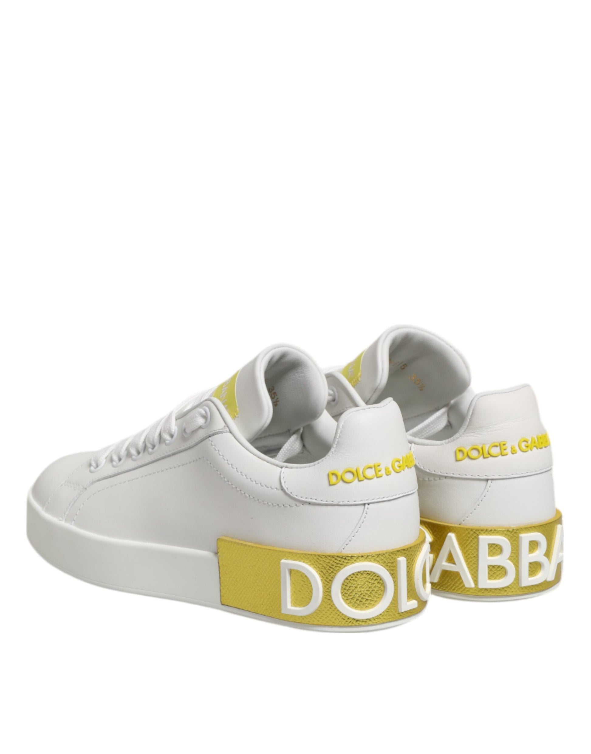 Baskets basses Dolce &amp; Gabbana en cuir blanc et jaune