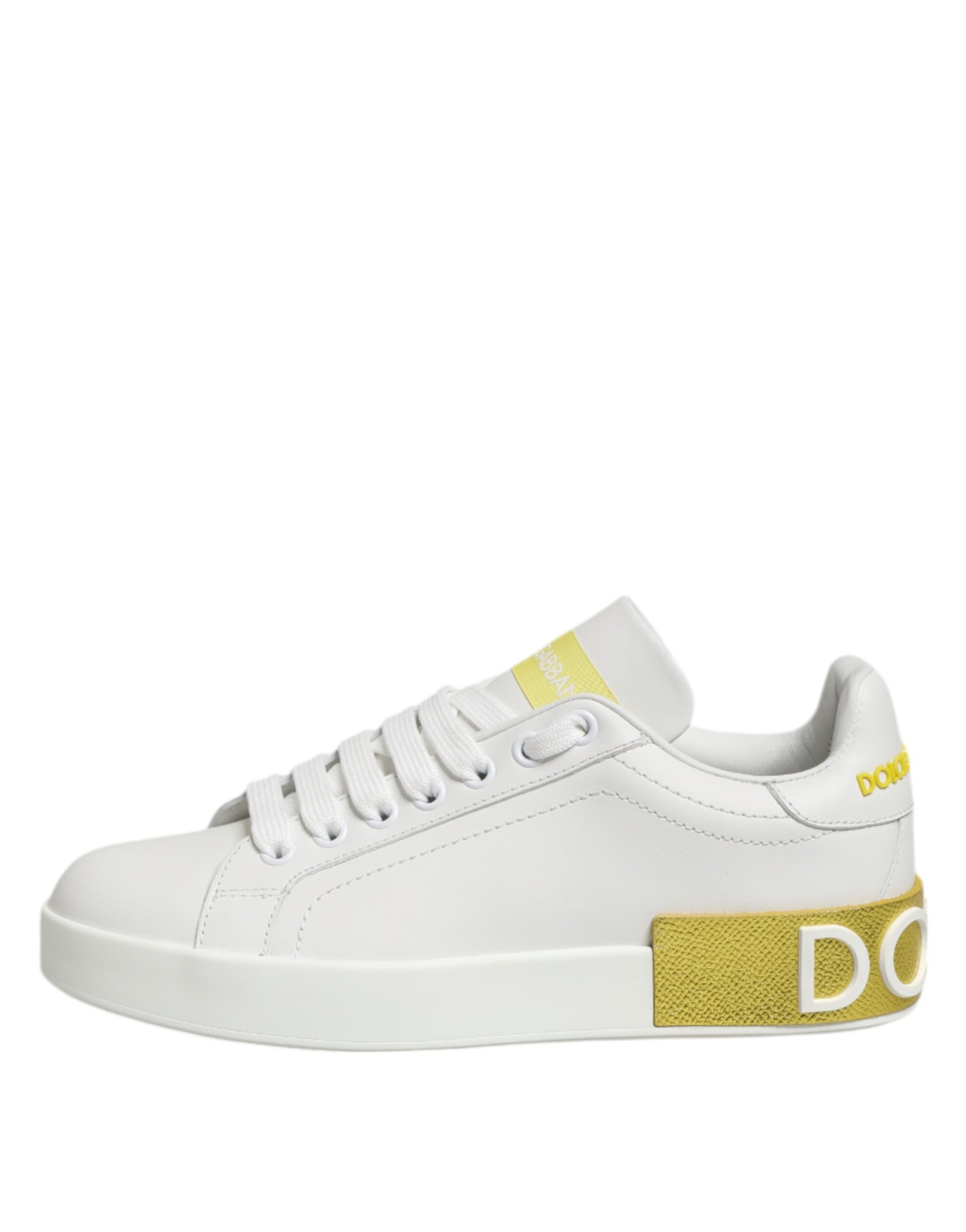 Baskets basses Dolce &amp; Gabbana en cuir blanc et jaune