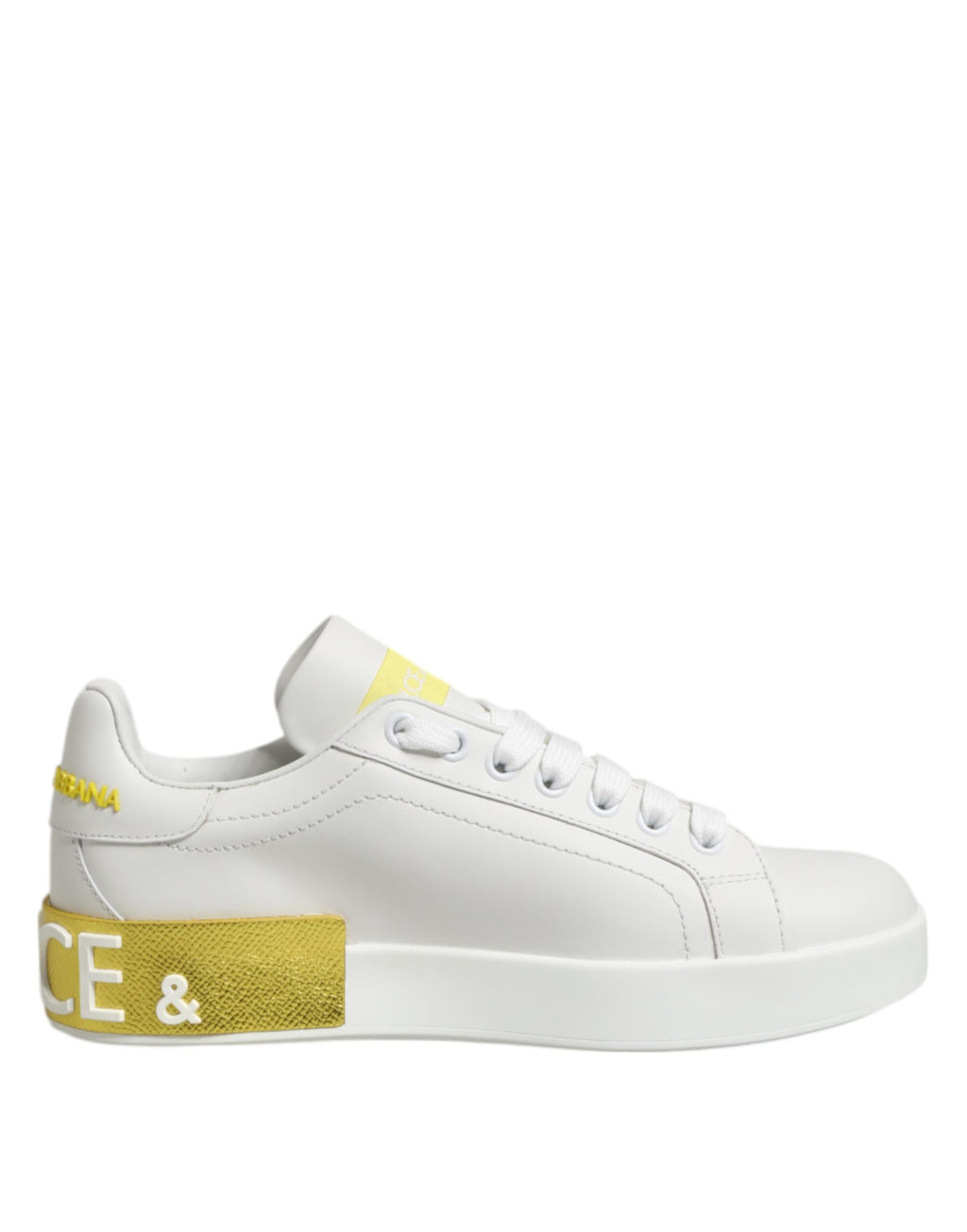 Baskets basses Dolce &amp; Gabbana en cuir blanc et jaune
