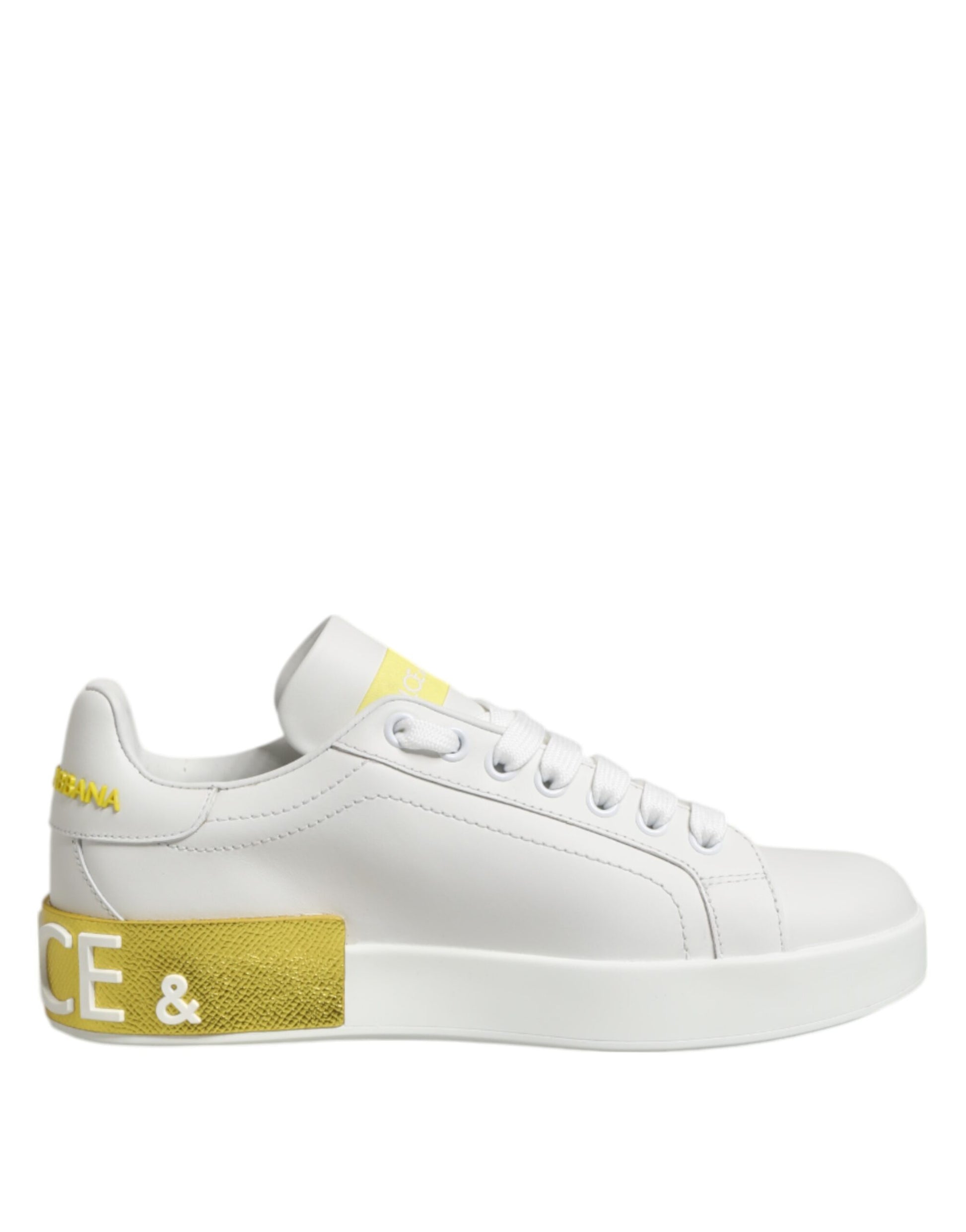 Baskets basses Dolce &amp; Gabbana en cuir blanc et jaune