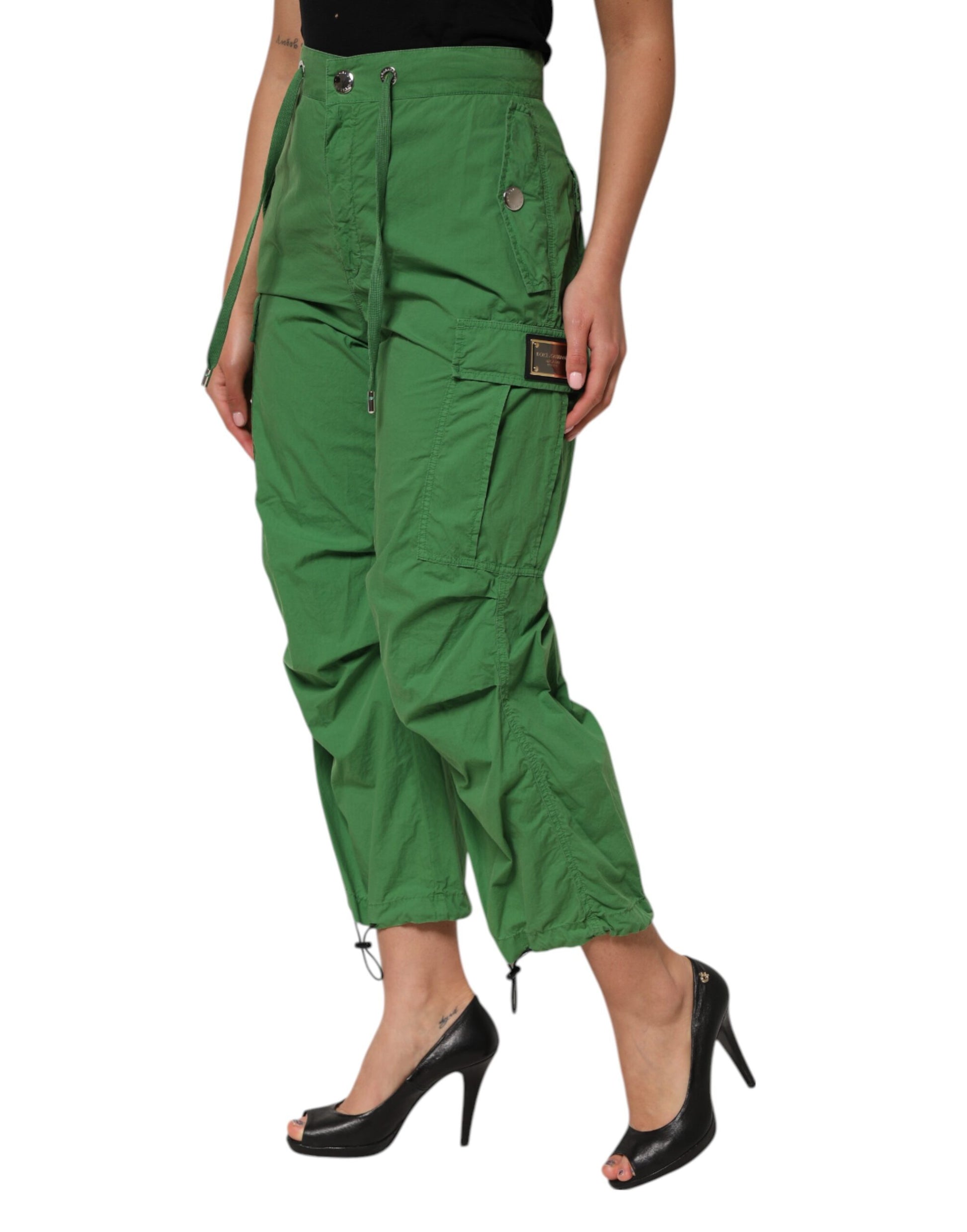 Pantalon cargo taille haute en coton vert Dolce &amp; Gabbana