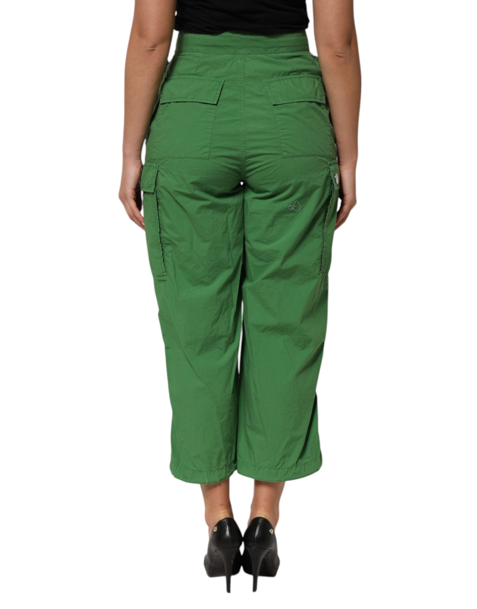 Pantalon cargo taille haute en coton vert Dolce &amp; Gabbana